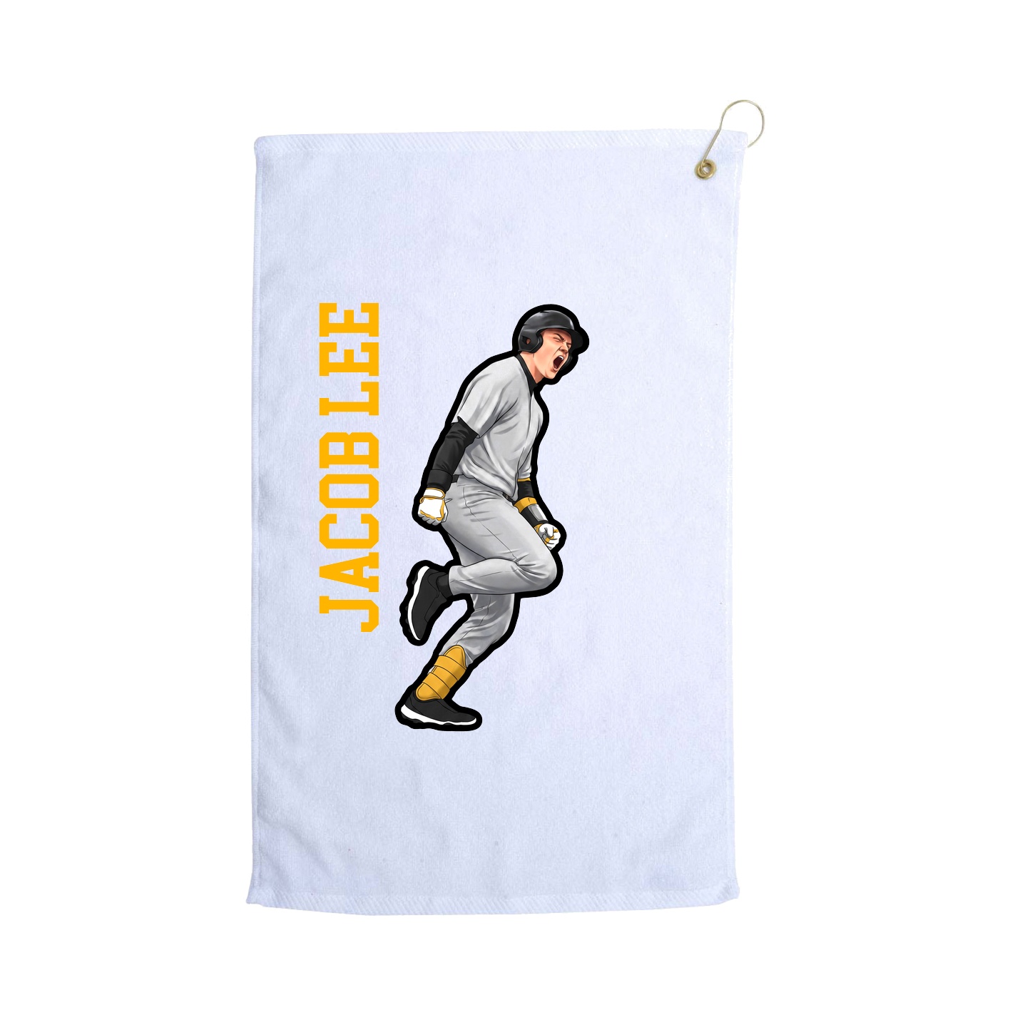 Golf Towel — Name Vertical in White