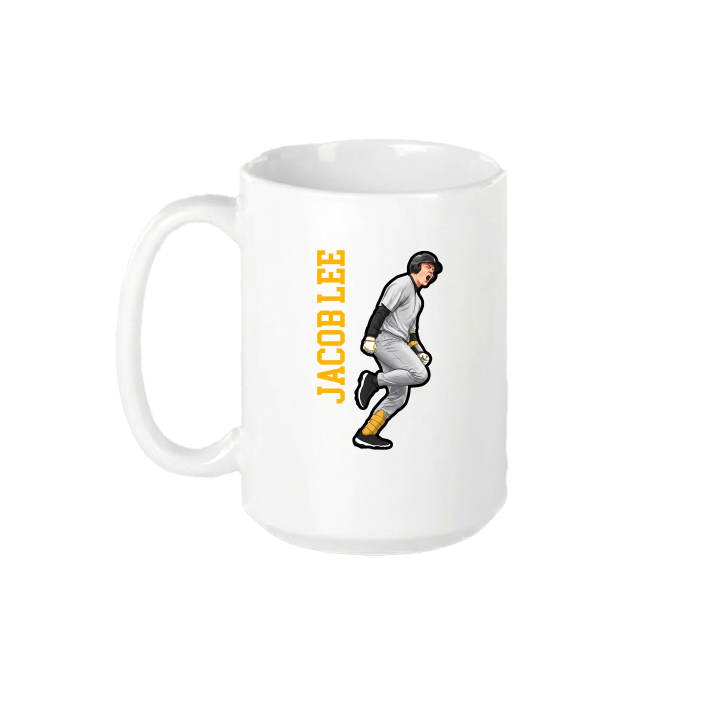 15oz Coffee Mug — Name Vertical in White