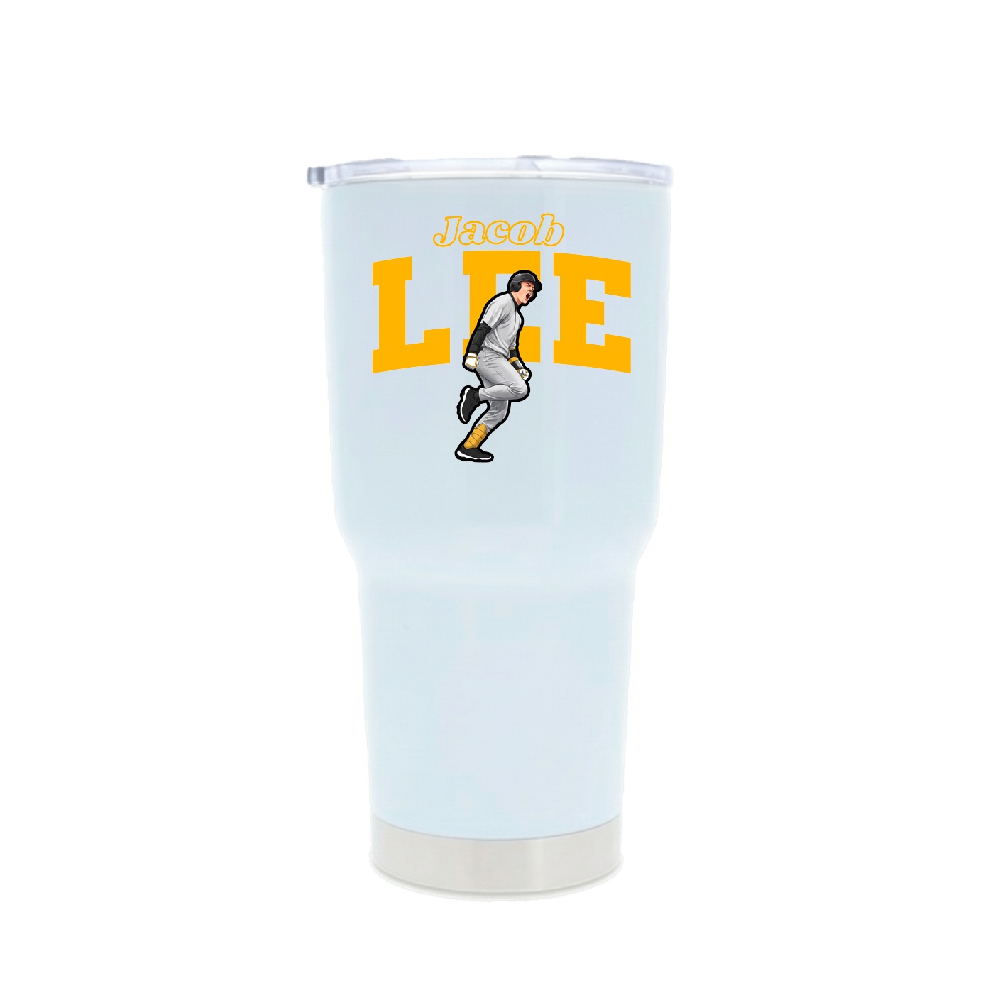 30oz Stainless Steel Tumbler — Name Arch in White