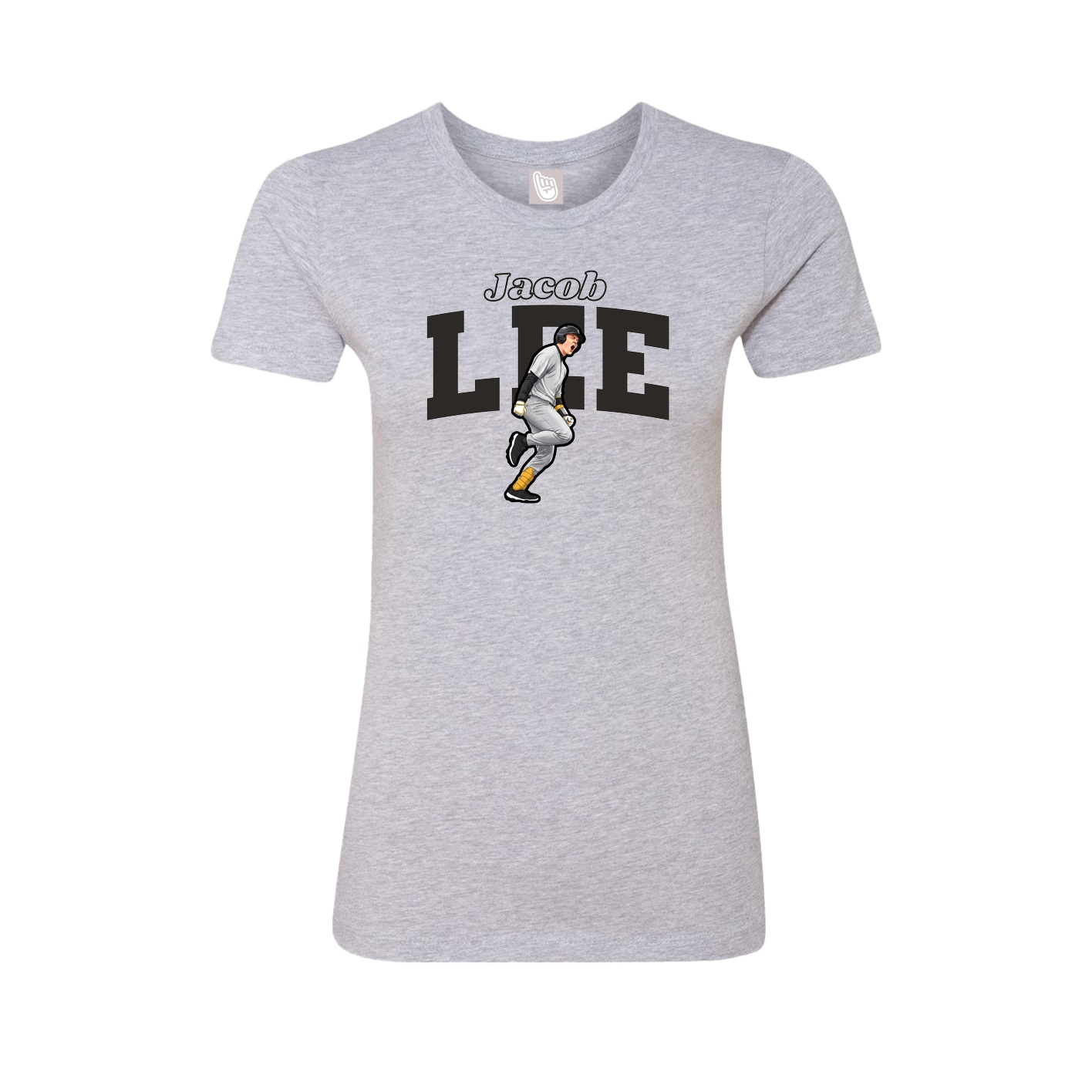 Fitted Women's Tee — Name Arch in Grey