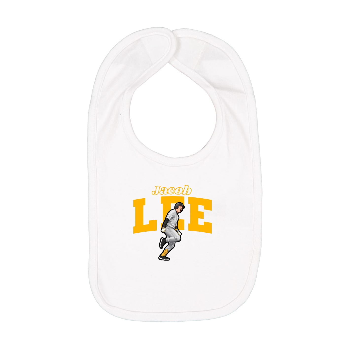 Infant Bib — Name Arch in White