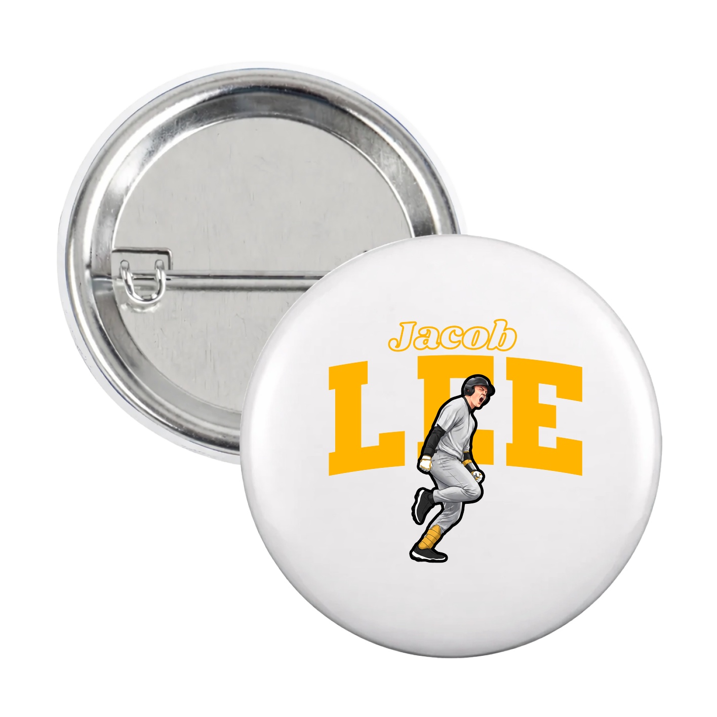 Game Day Button — Name Arch in White