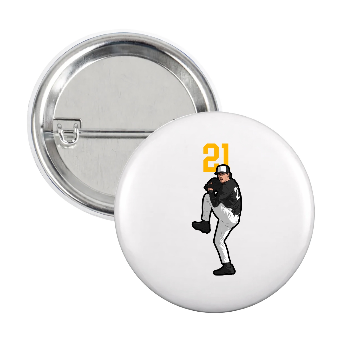 Game Day Button — Number Top in White