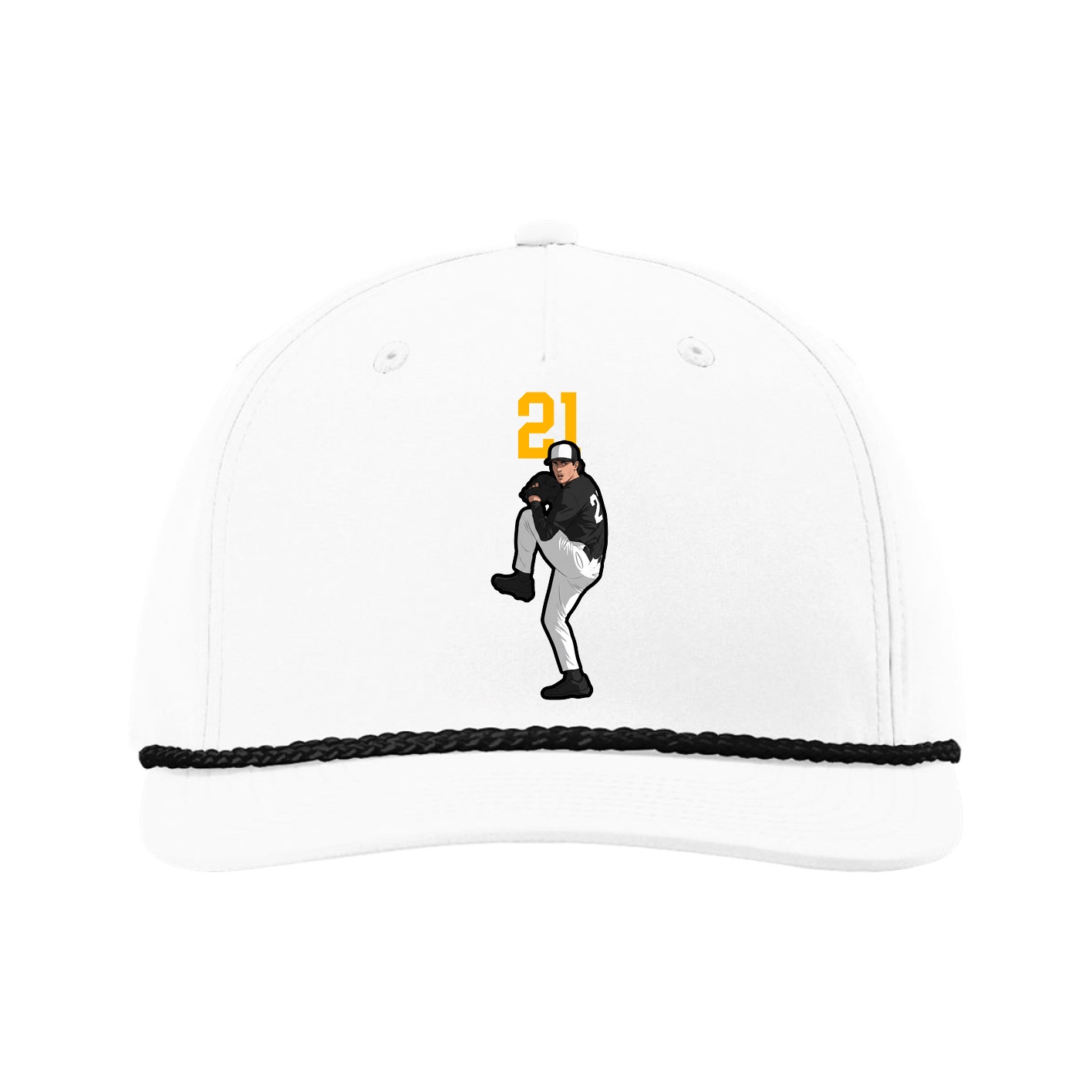 Five-Panel Classic Rope Cap — Number Top in White