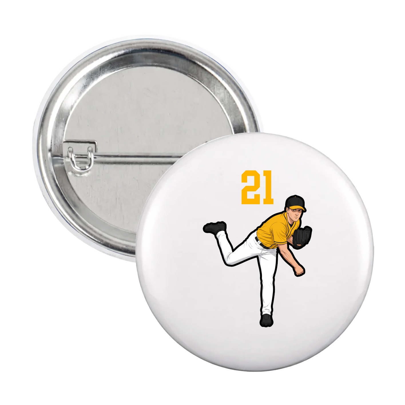 Game Day Button — Number Top in White