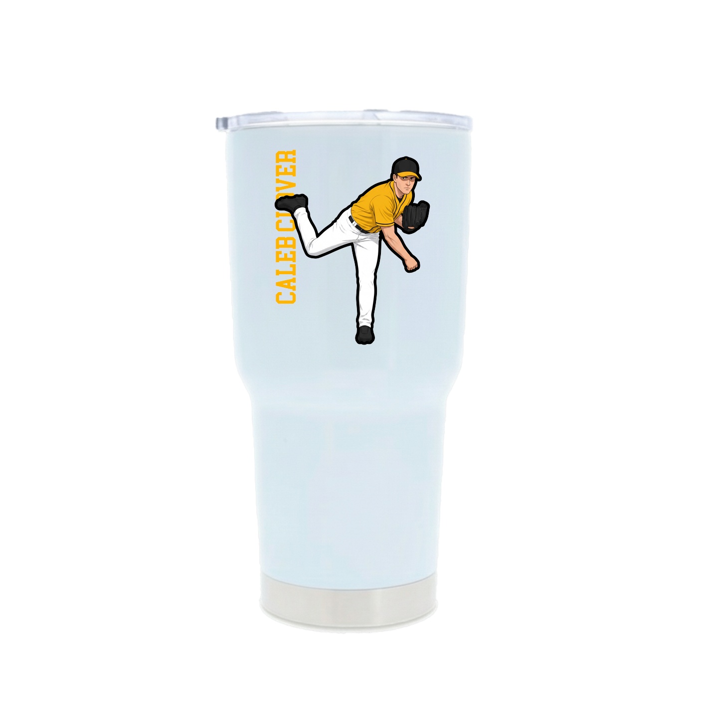 30oz Stainless Steel Tumbler — Name Vertical in White