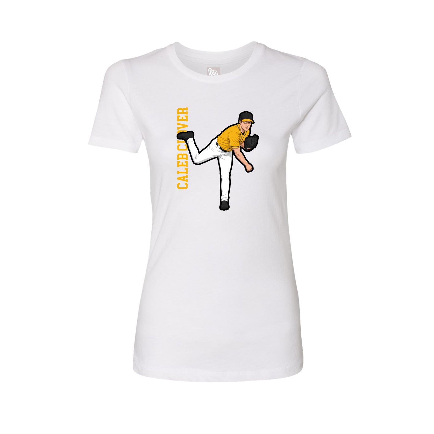 Fitted Women's Tee — Name Vertical in White