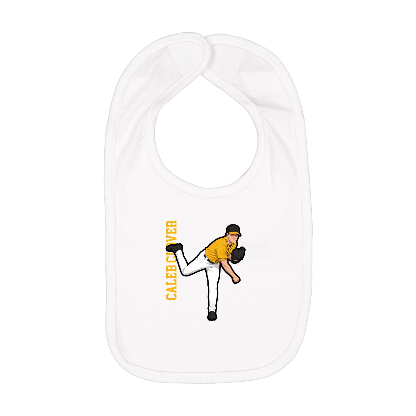 Infant Bib — Name Vertical in White