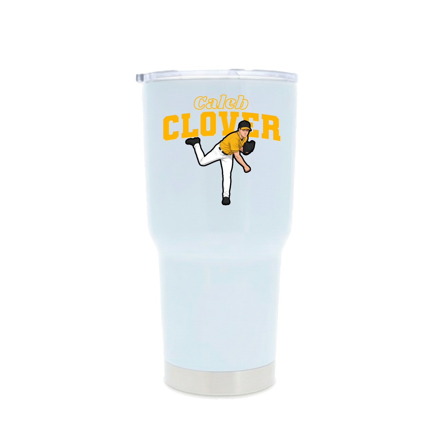 30oz Stainless Steel Tumbler — Name Arch in White