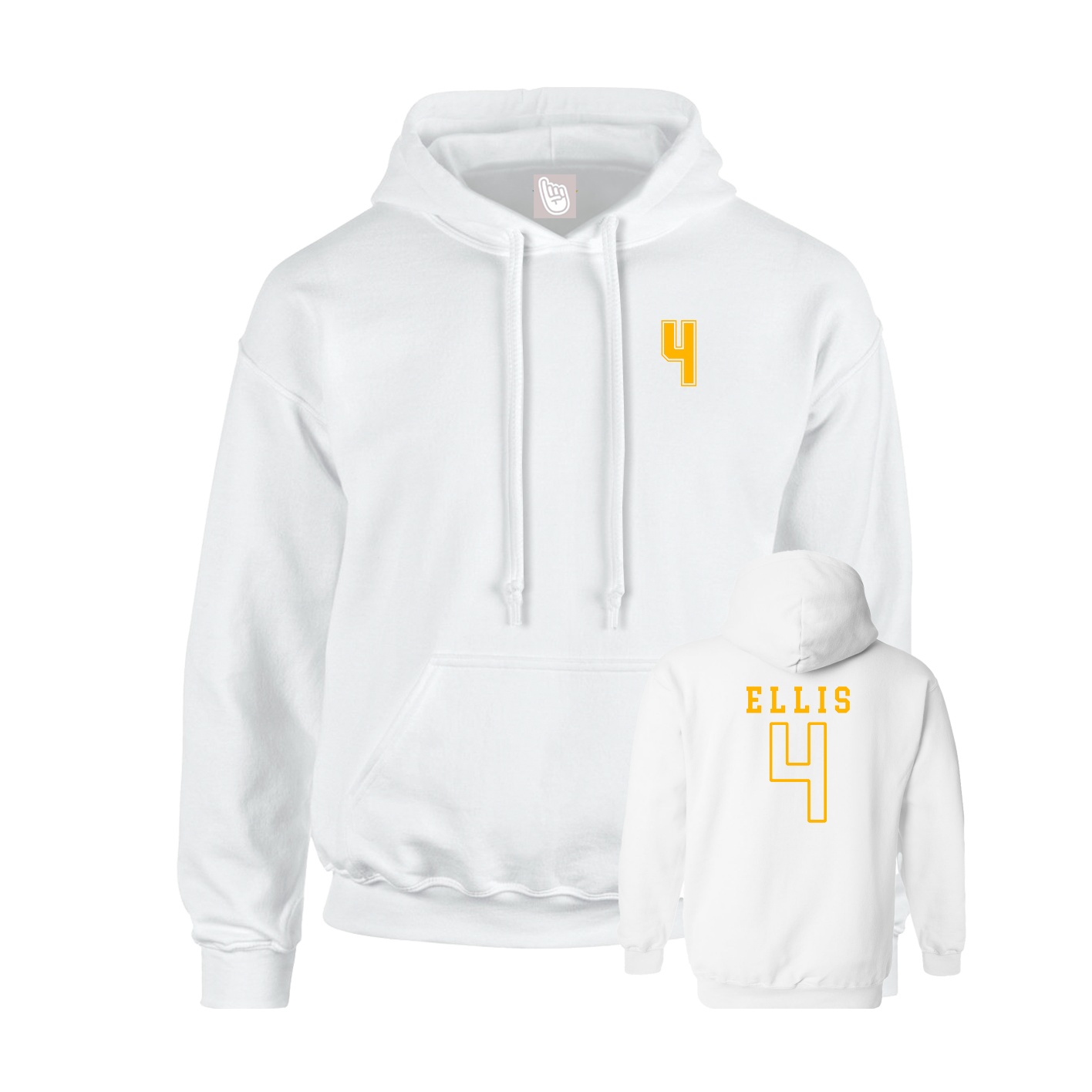 Youth Hoodie — Chest Back in White
