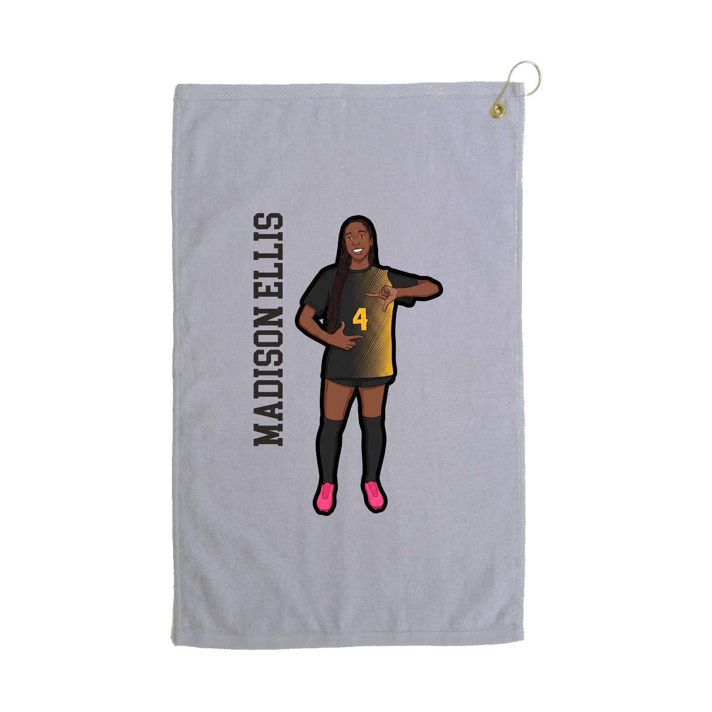 Golf Towel — Name Vertical in Grey