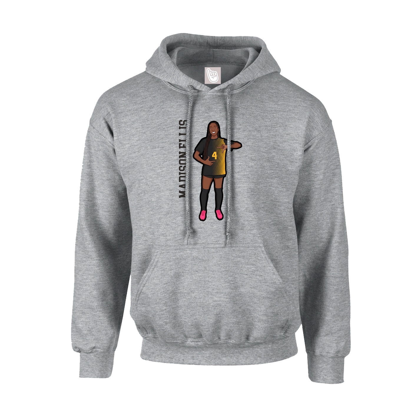 Hoodie — Name Vertical in Grey