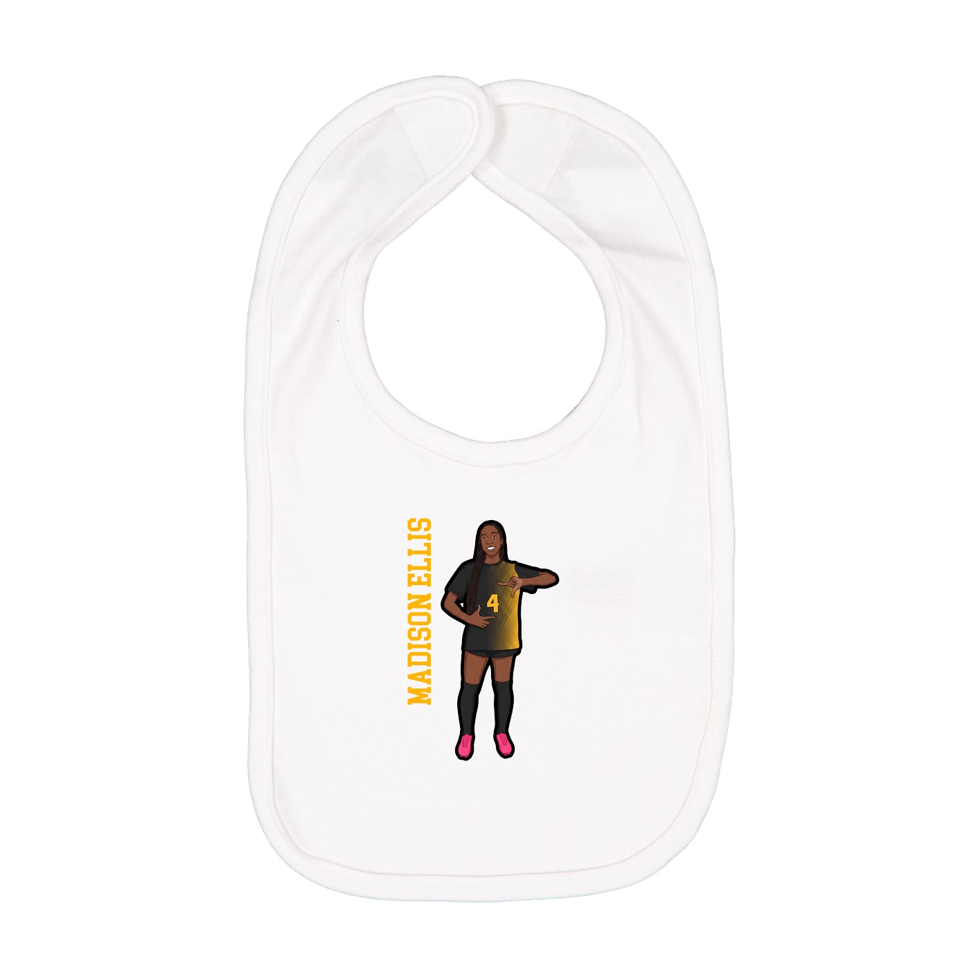 Infant Bib — Name Vertical in White