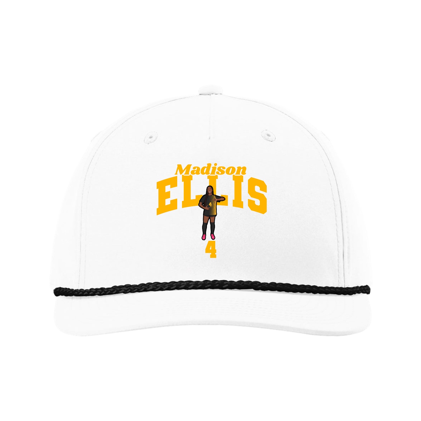 Five-Panel Classic Rope Cap — Signature Arch in White
