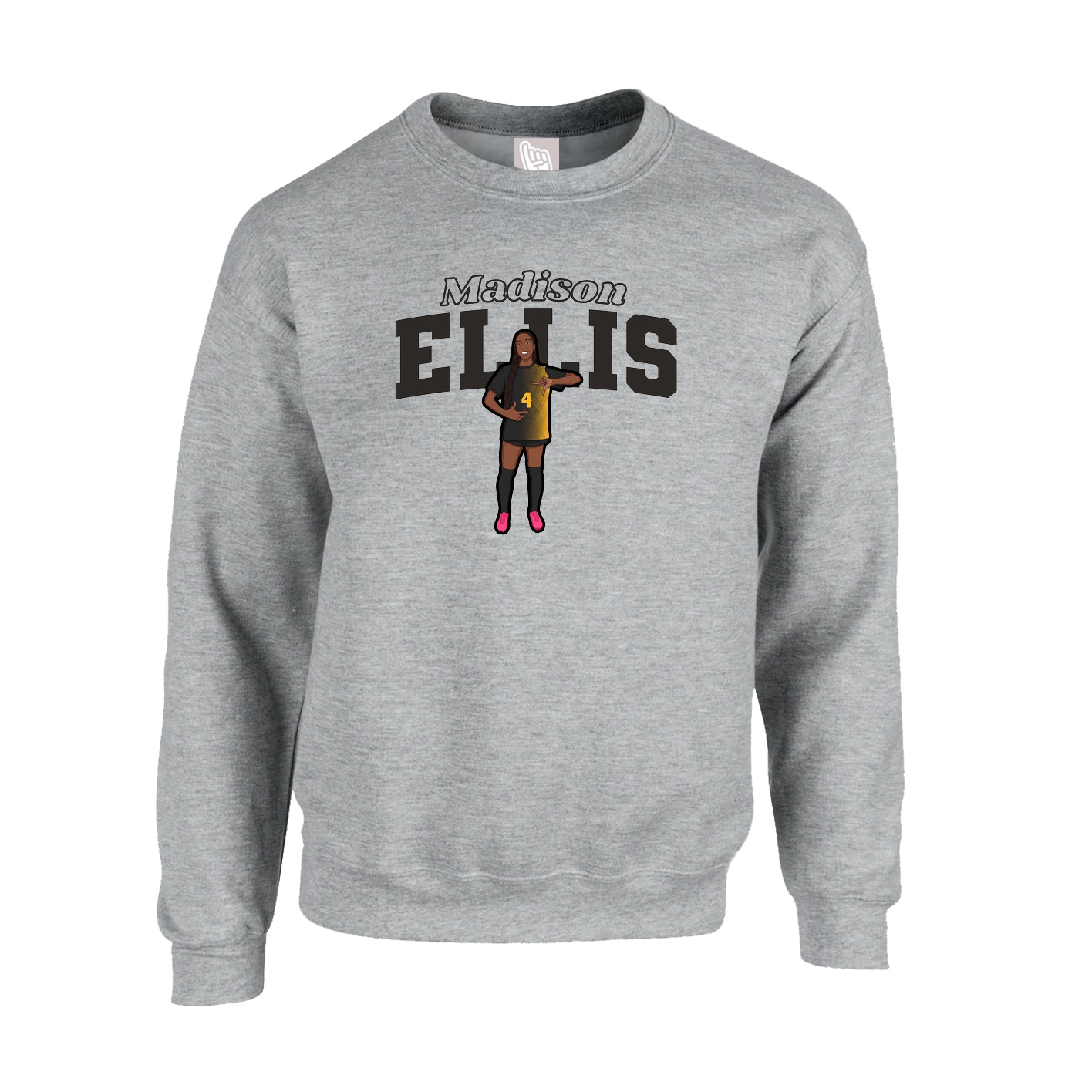 Fleece Crew — Name Arch in Grey