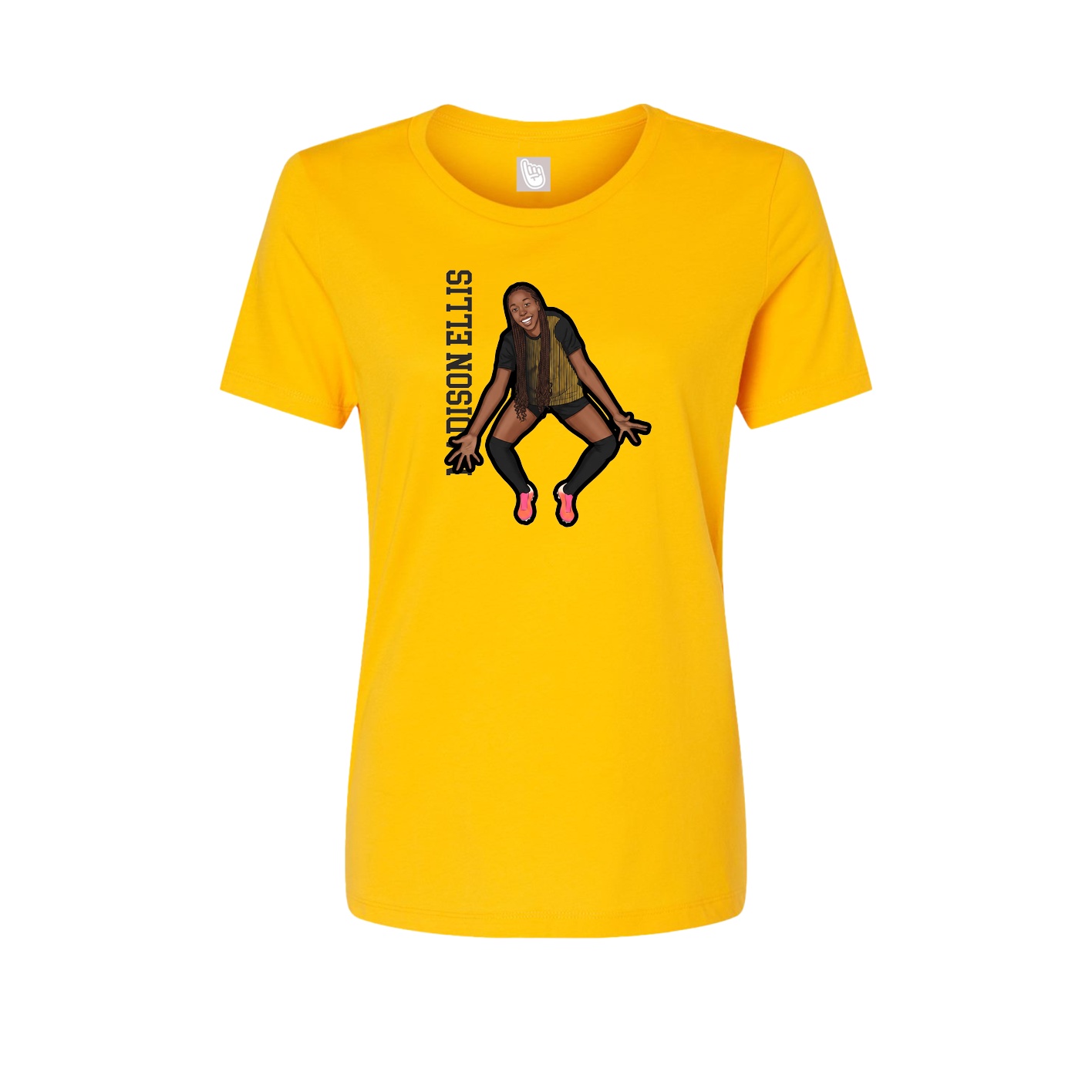 Fitted Women's Tee — Name Vertical in Gold