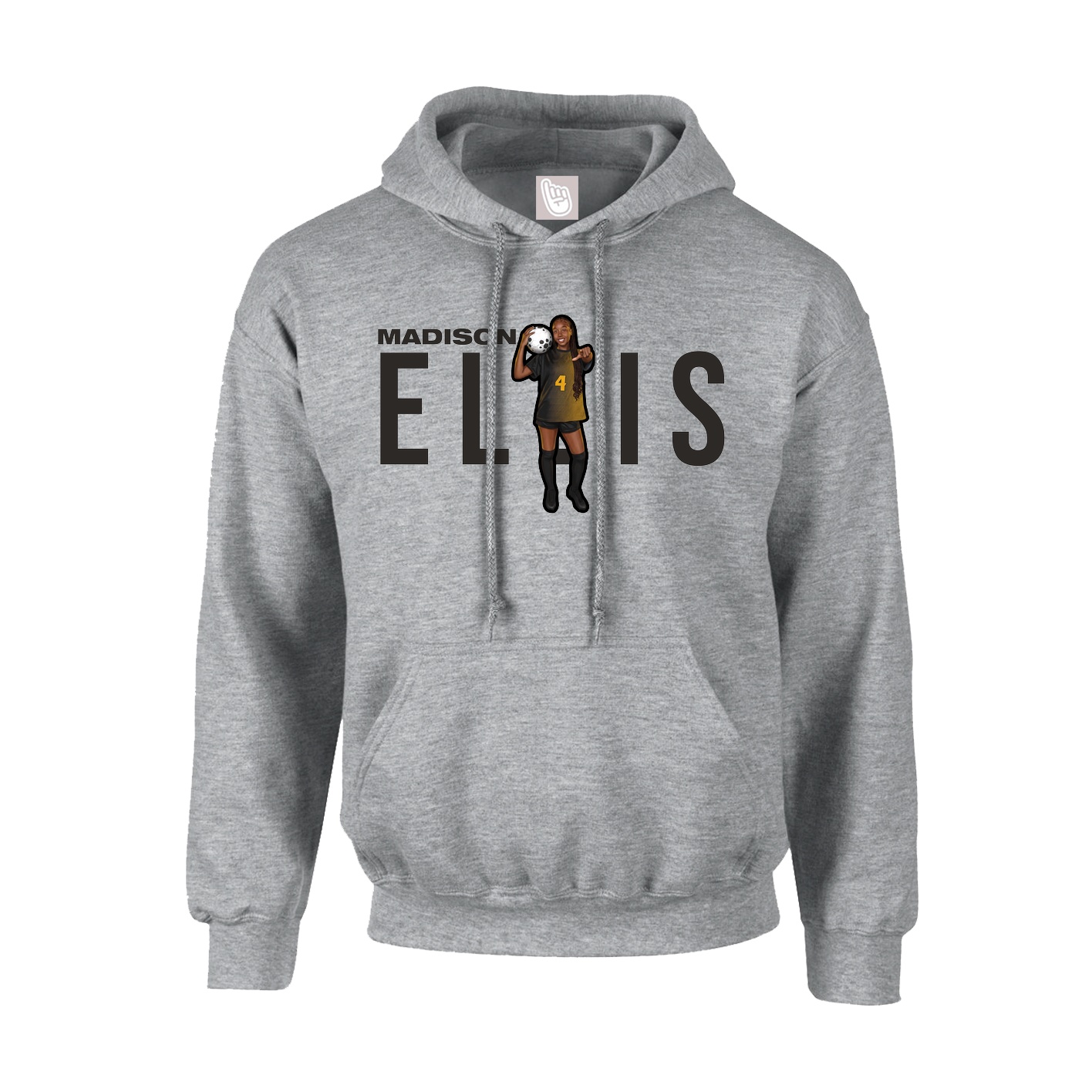 Youth Hoodie — Player Name in Grey