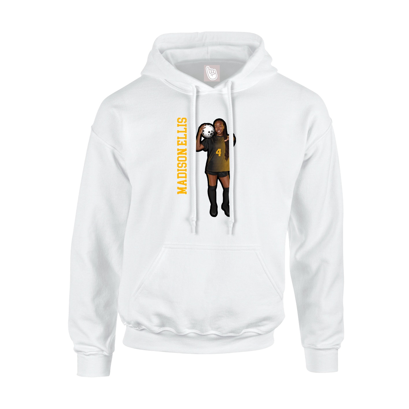 Hoodie — Name Vertical in White