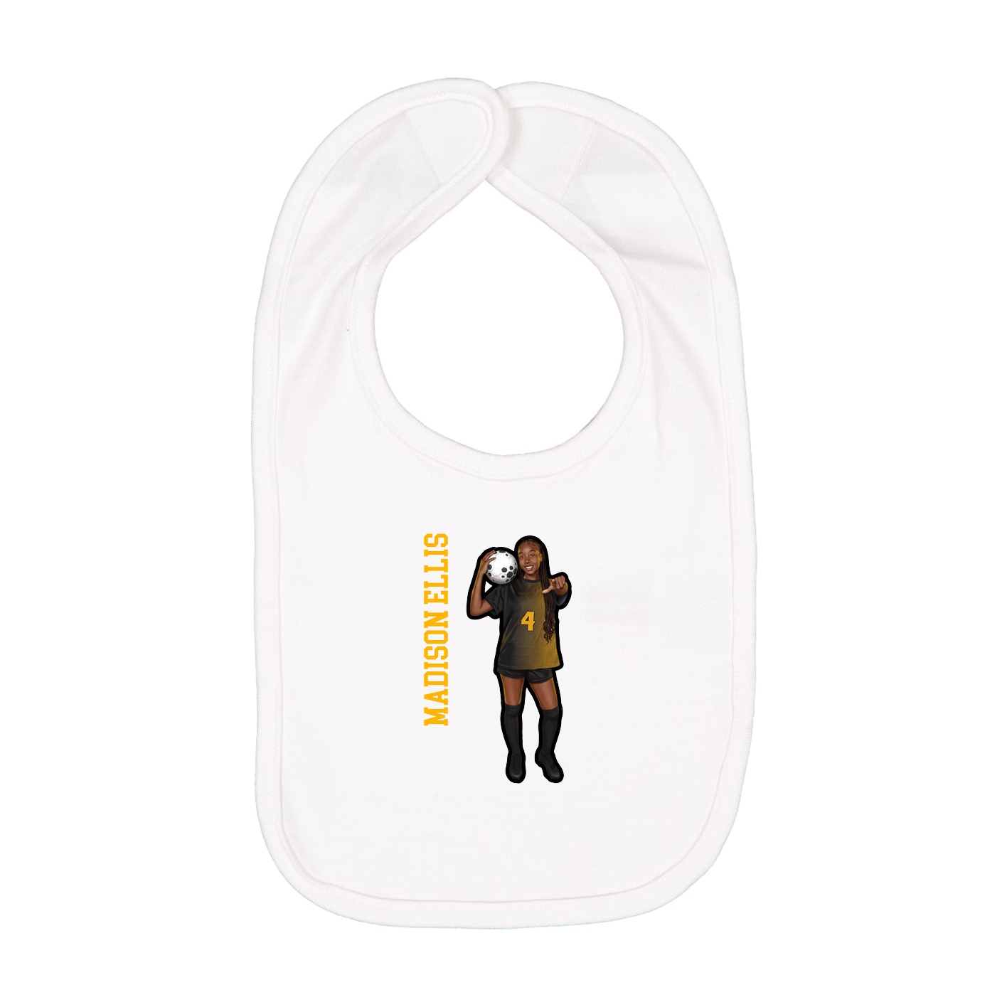 Infant Bib — Name Vertical in White