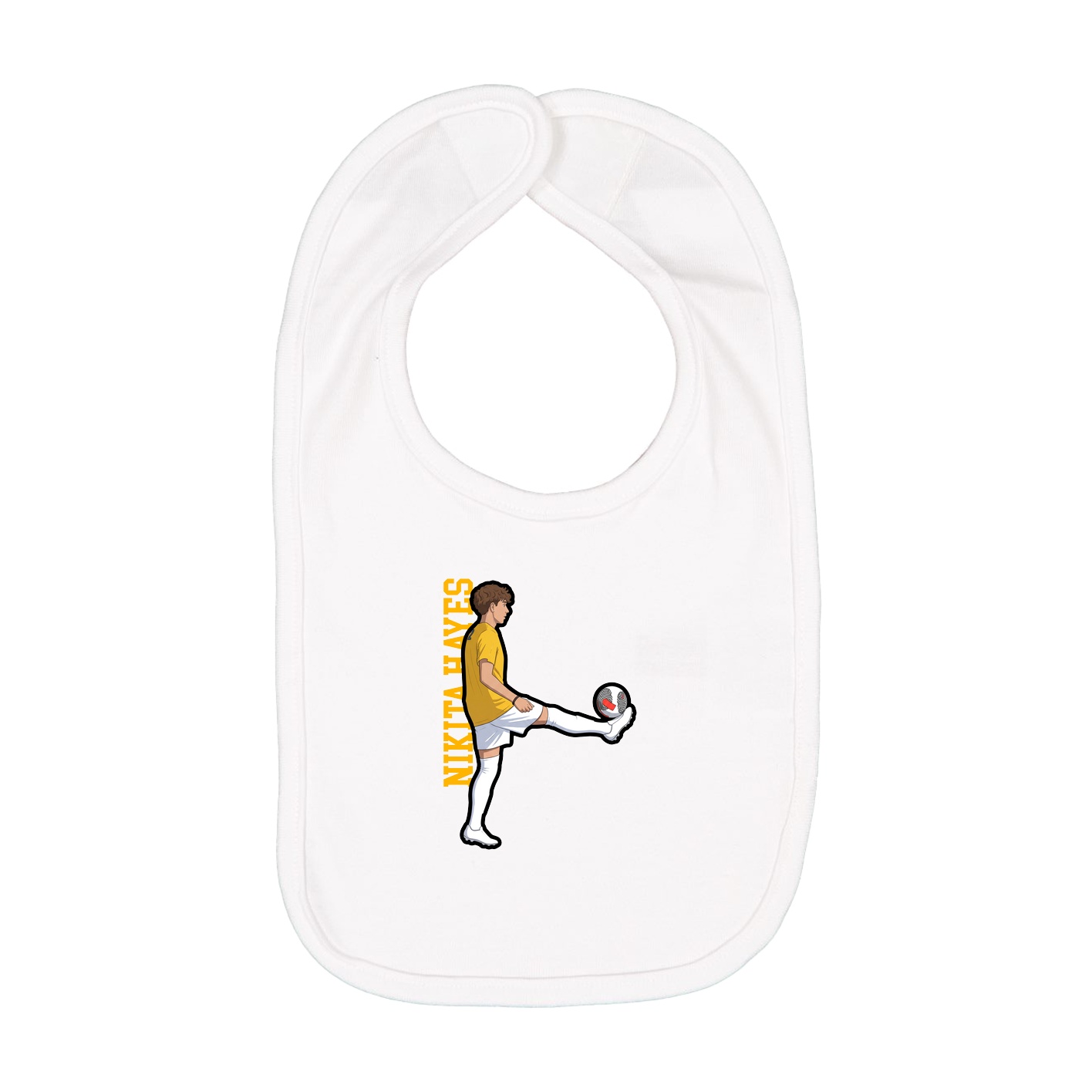 Infant Bib — Name Vertical in White