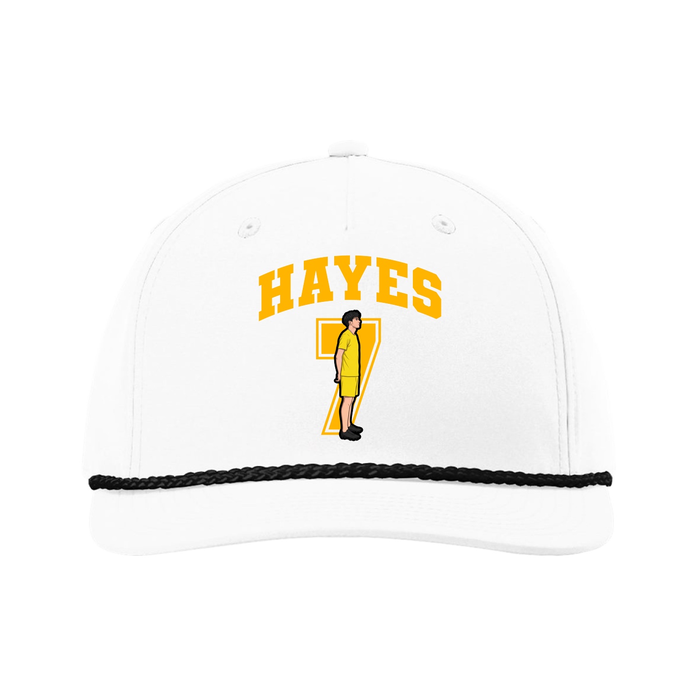 Five-Panel Classic Rope Cap — Number in White