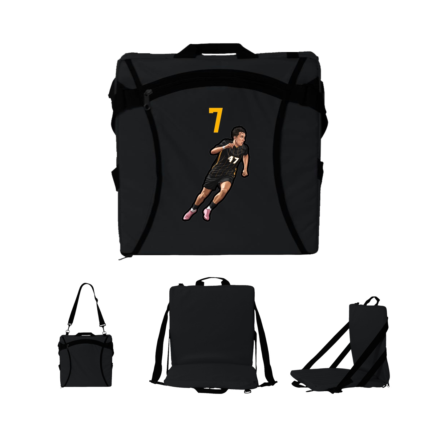 Folding Stadium Seat — Number Top in Black