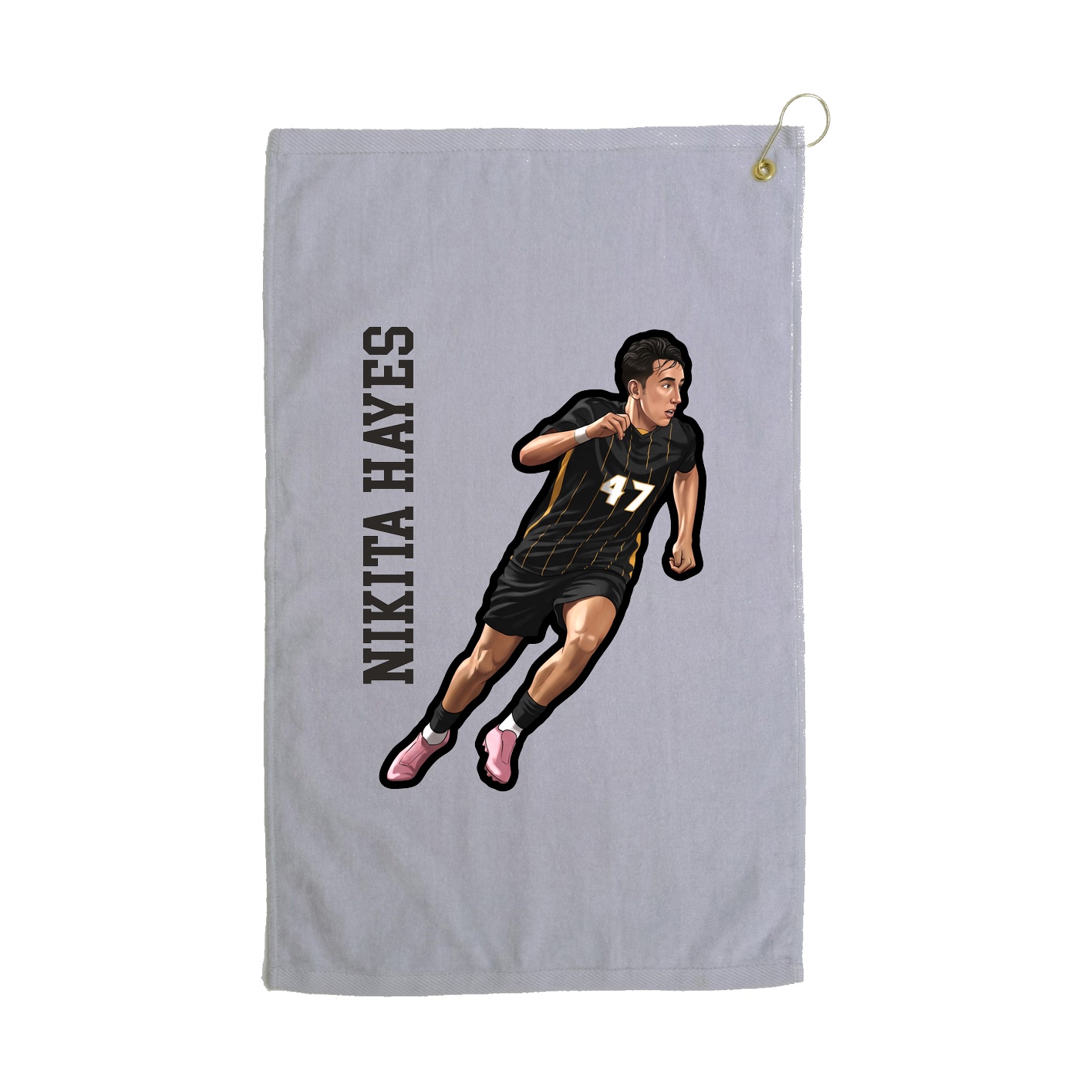 Golf Towel — Name Vertical in Grey