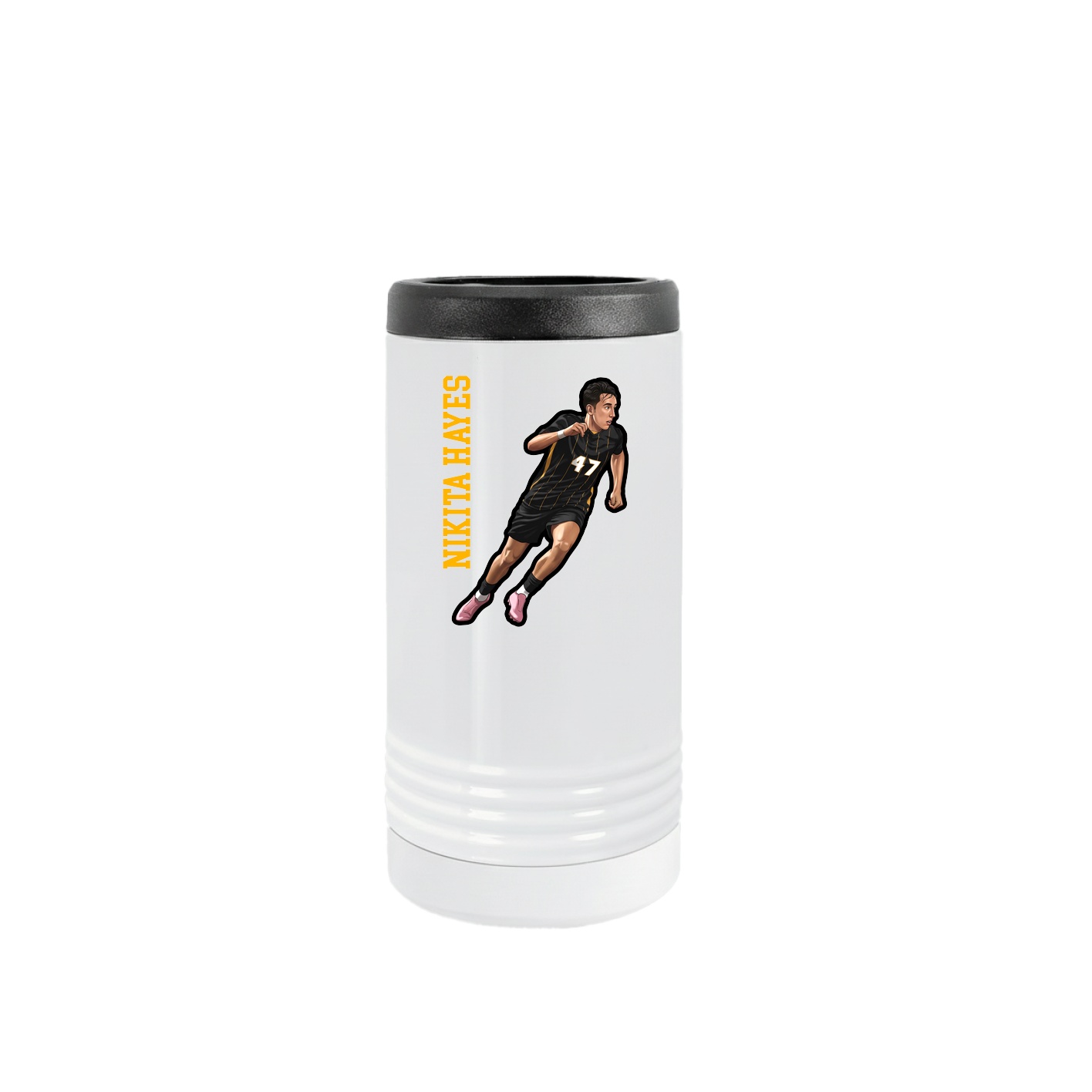 Slim Beverage Holder — Name Vertical in White
