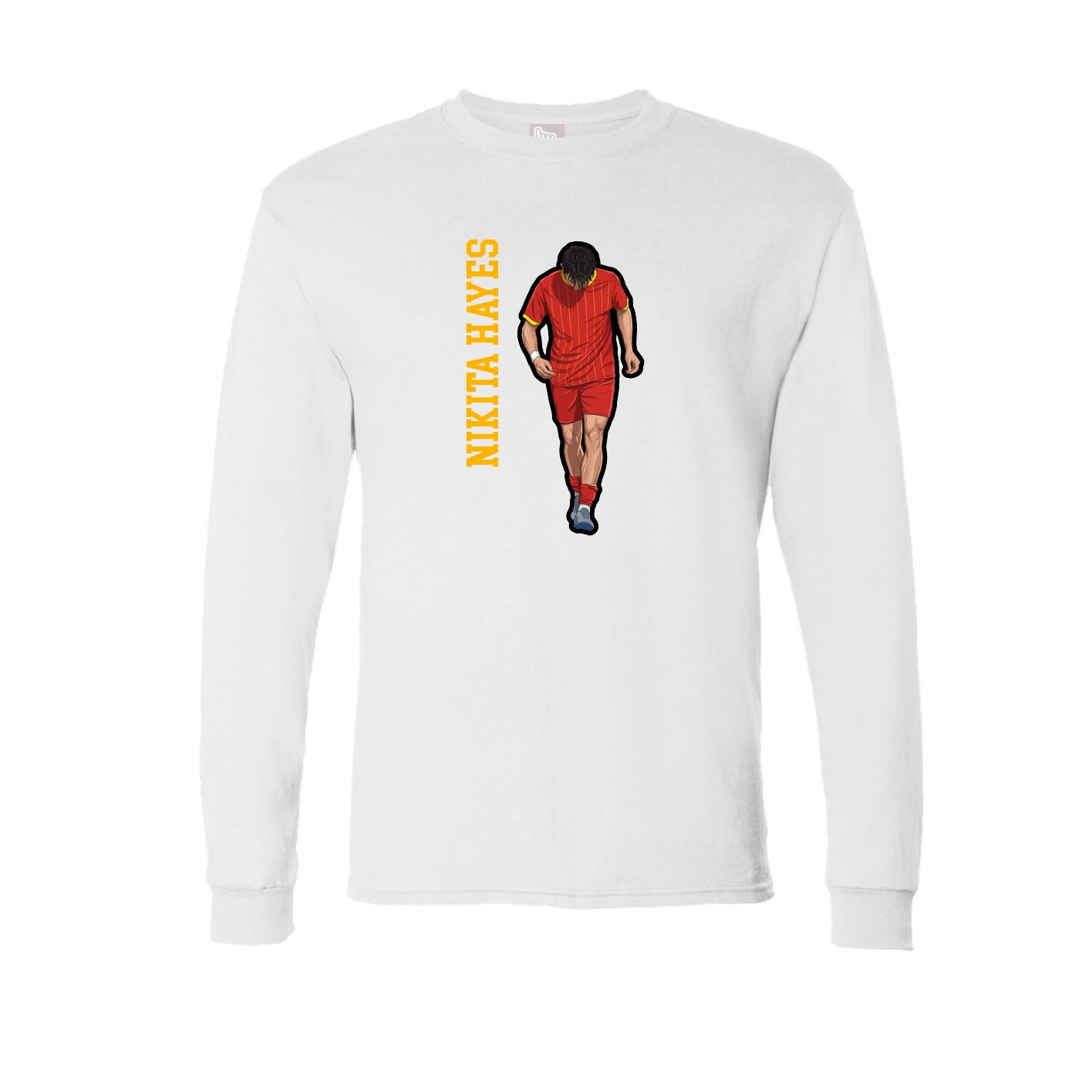 Long Sleeve Tee — Name Vertical in White