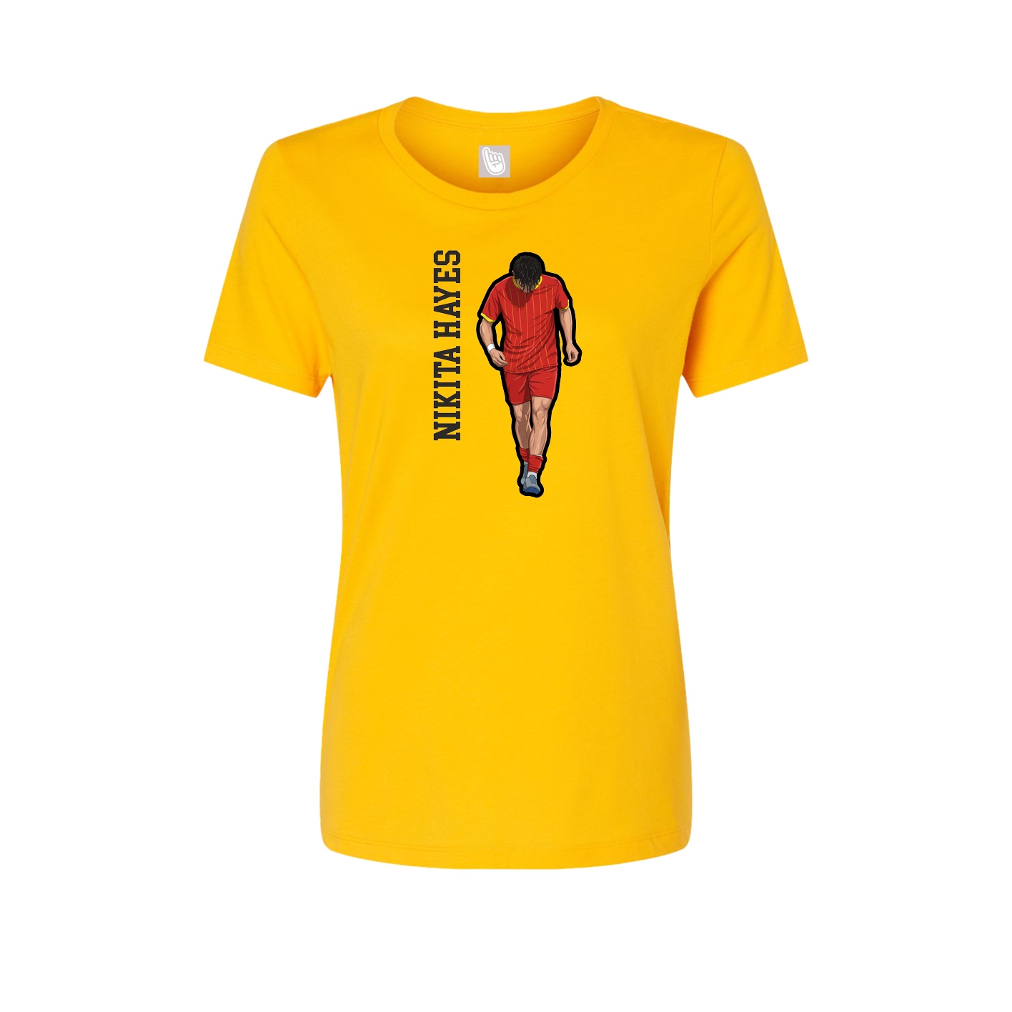 Fitted Women's Tee — Name Vertical in Gold