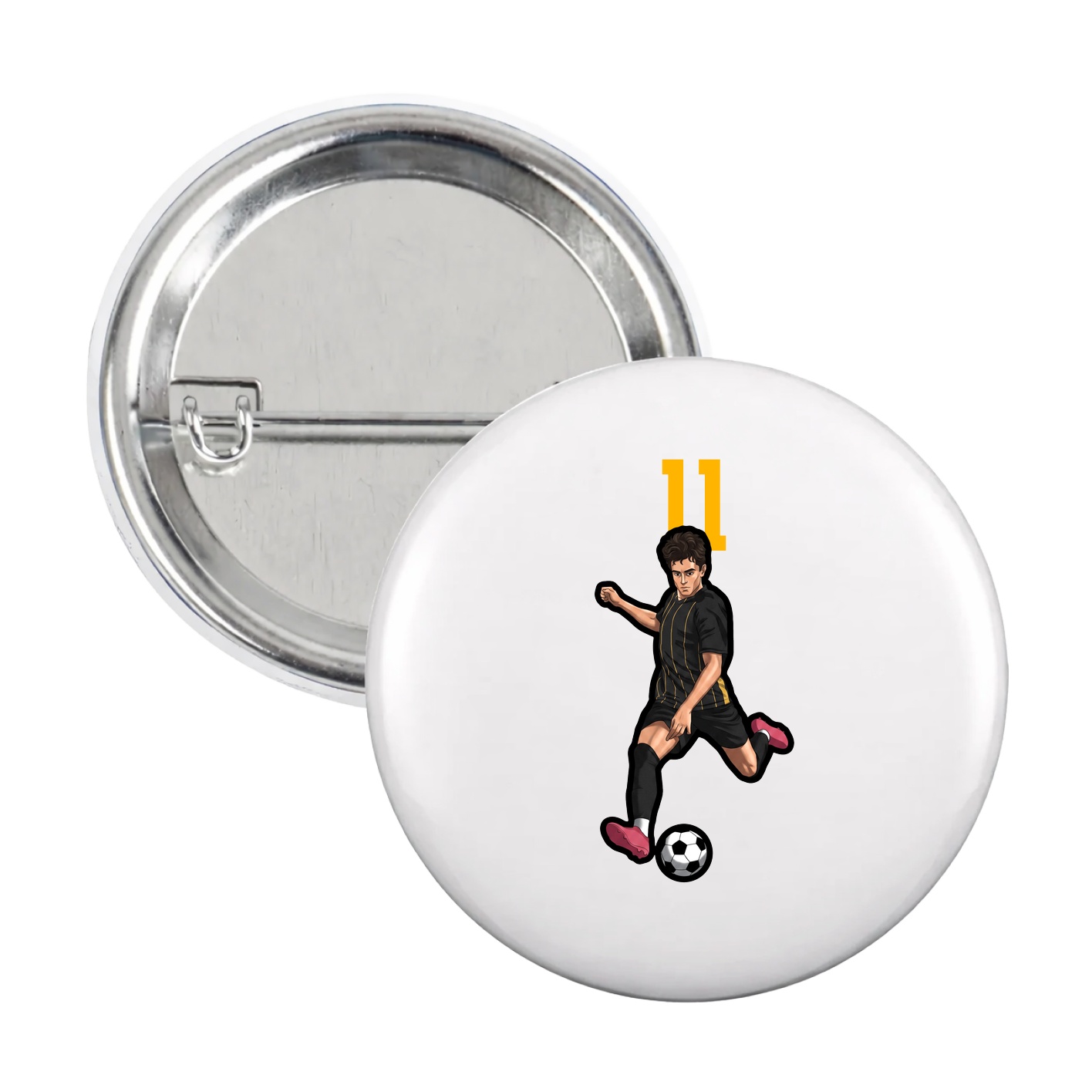 Game Day Button — Number Top in White