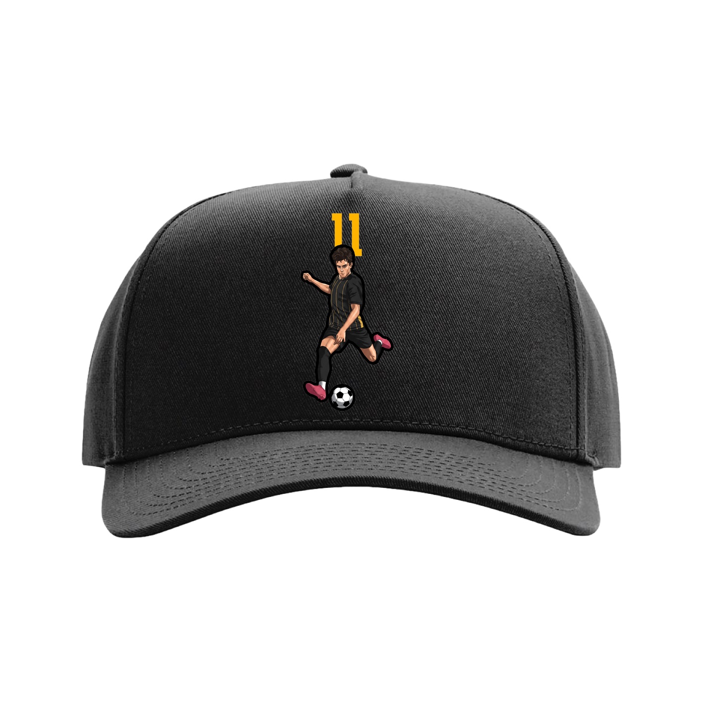 Full Fabric Five-Panel Champ Cap — Number Top in Black
