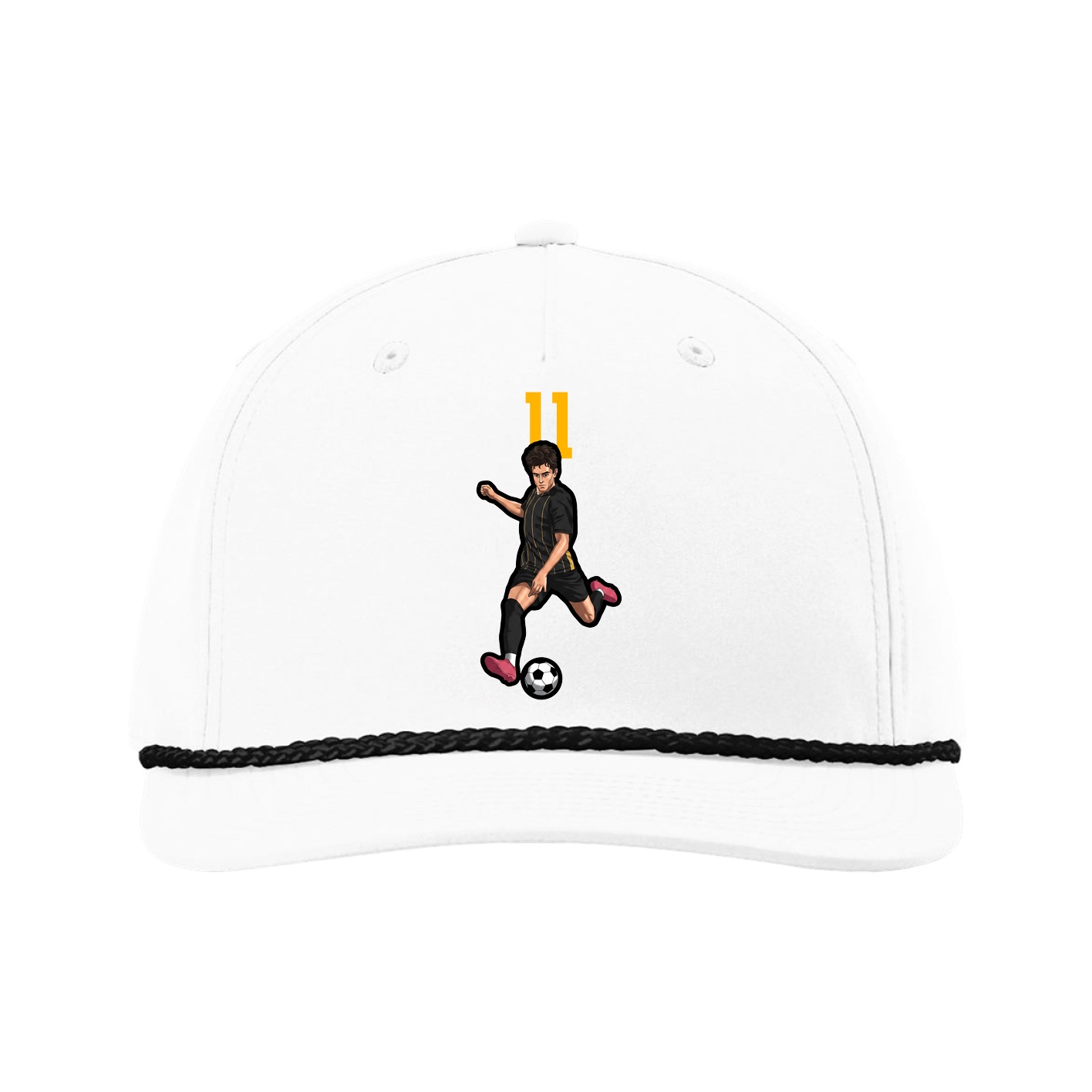 Five-Panel Classic Rope Cap — Number Top in White