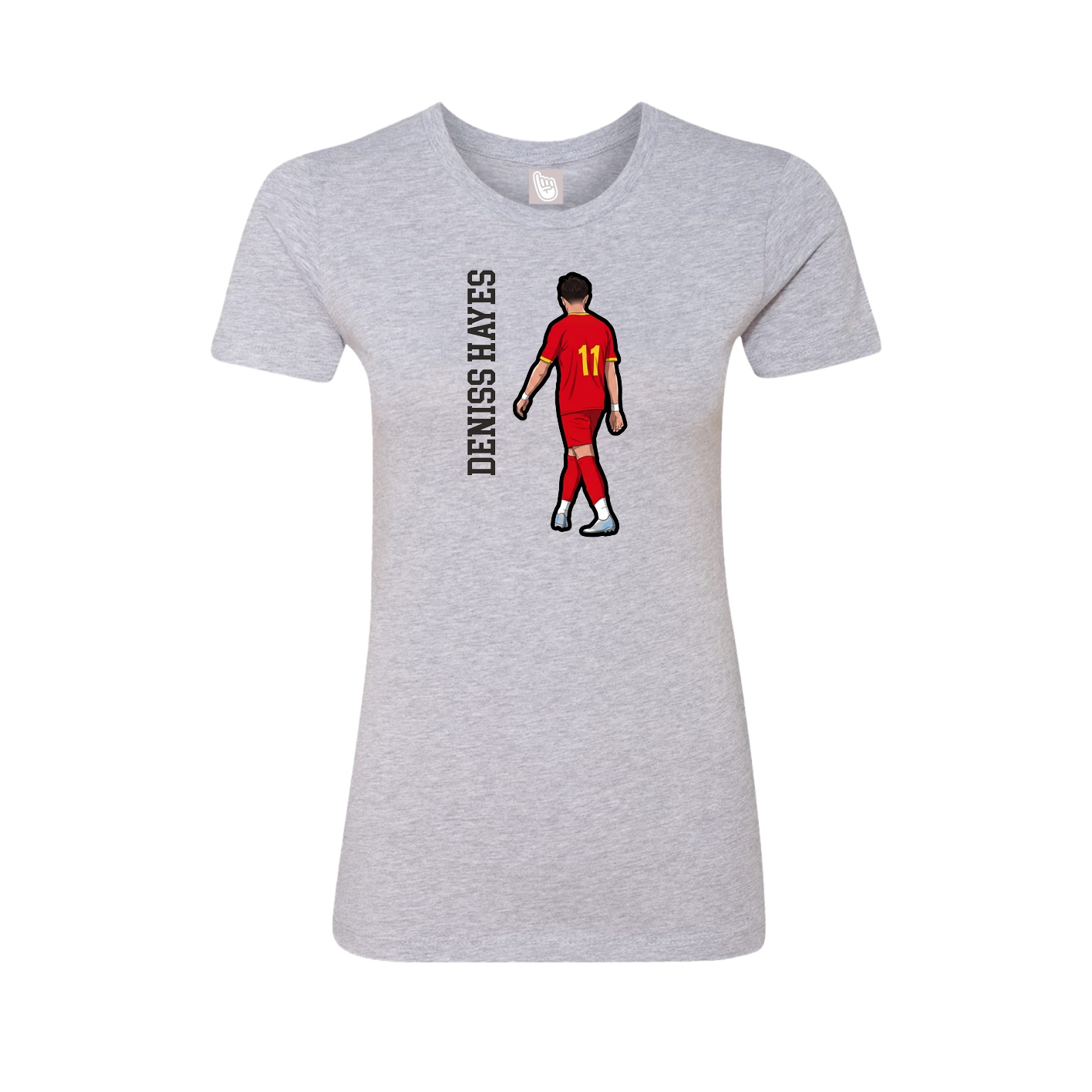 Fitted Women's Tee — Name Vertical in Grey