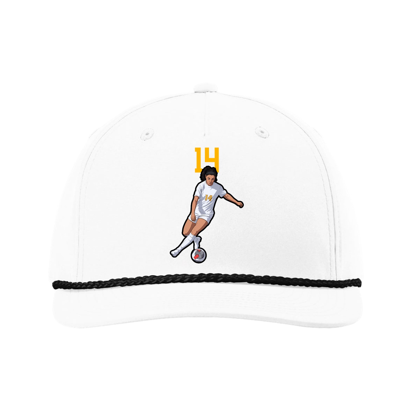 Five-Panel Classic Rope Cap — Number Top in White