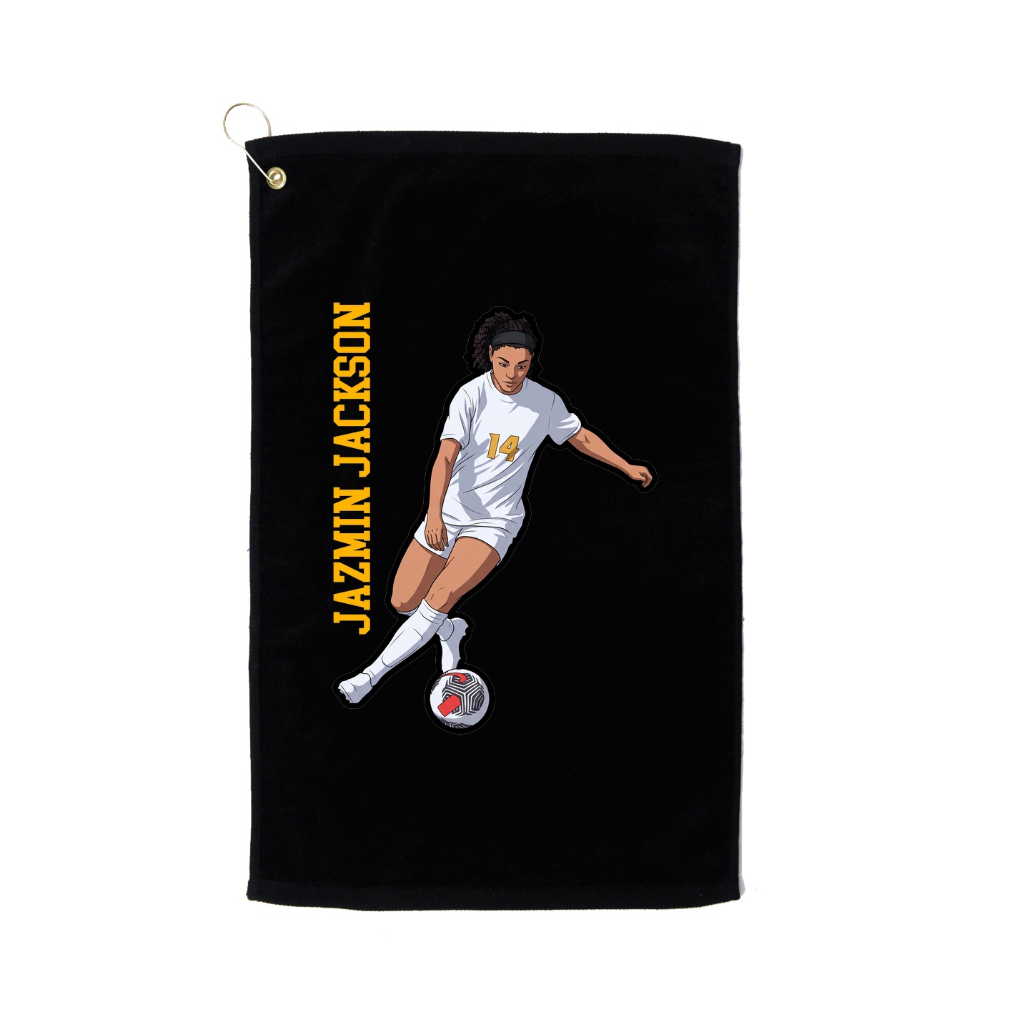 Golf Towel — Name Vertical in Black