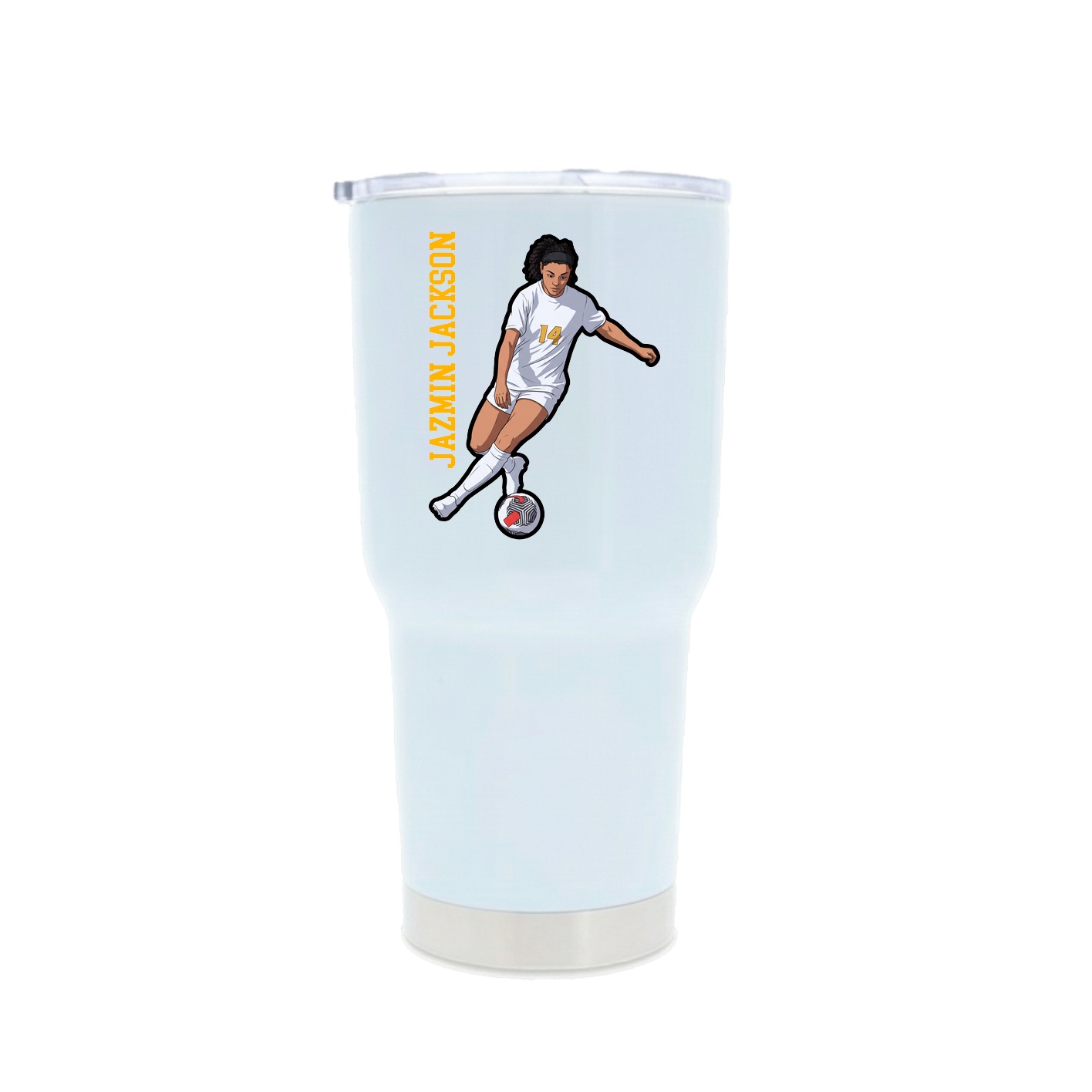 30oz Stainless Steel Tumbler — Name Vertical in White