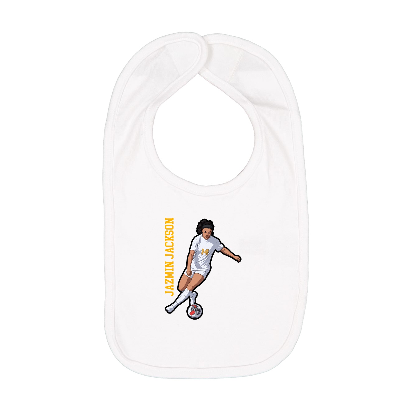 Infant Bib — Name Vertical in White