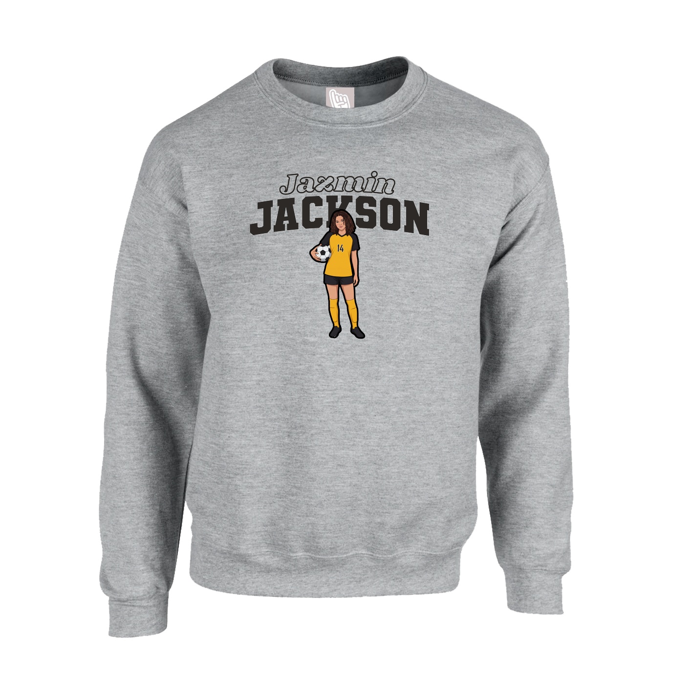 Fleece Crew — Name Arch in Grey