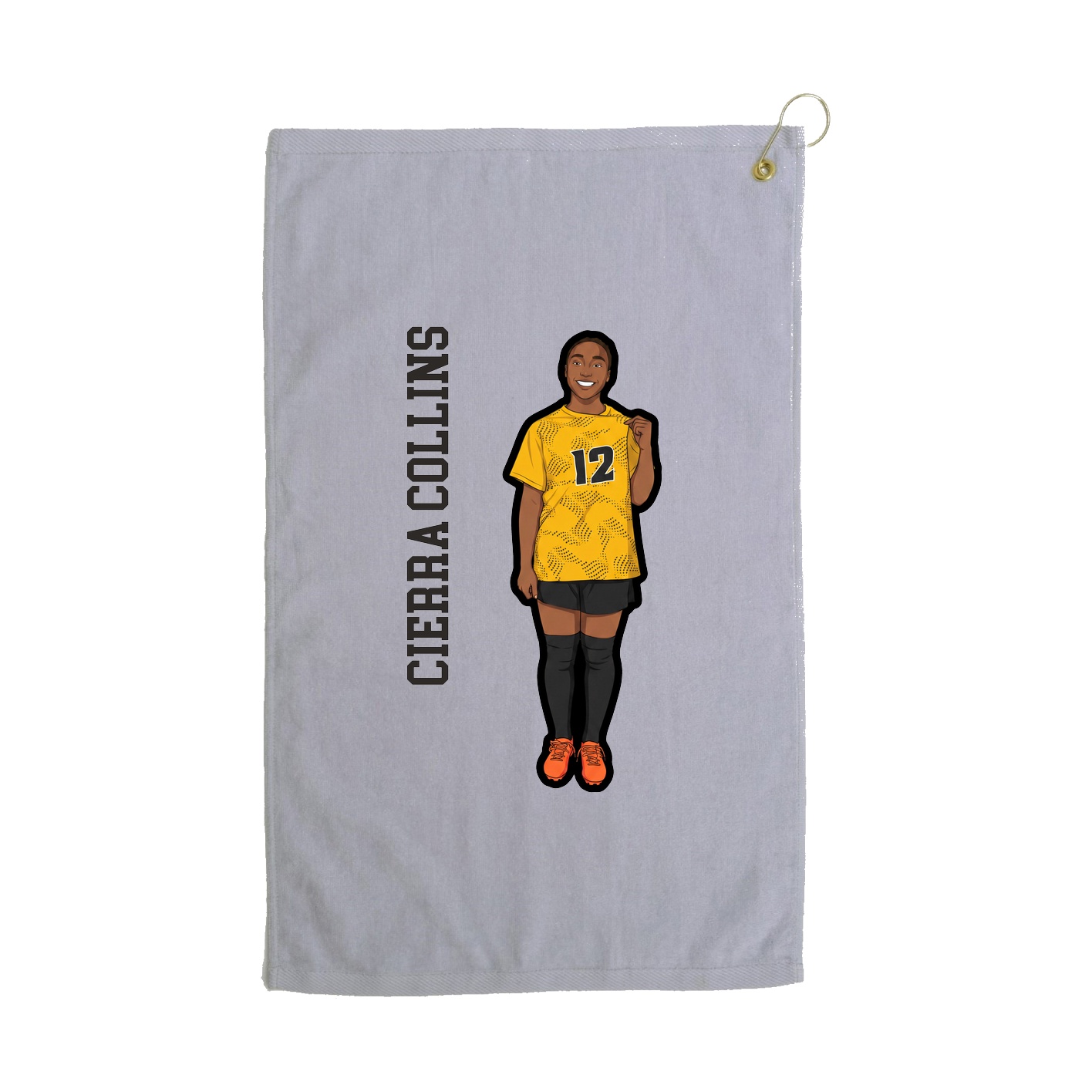 Golf Towel — Name Vertical in Grey