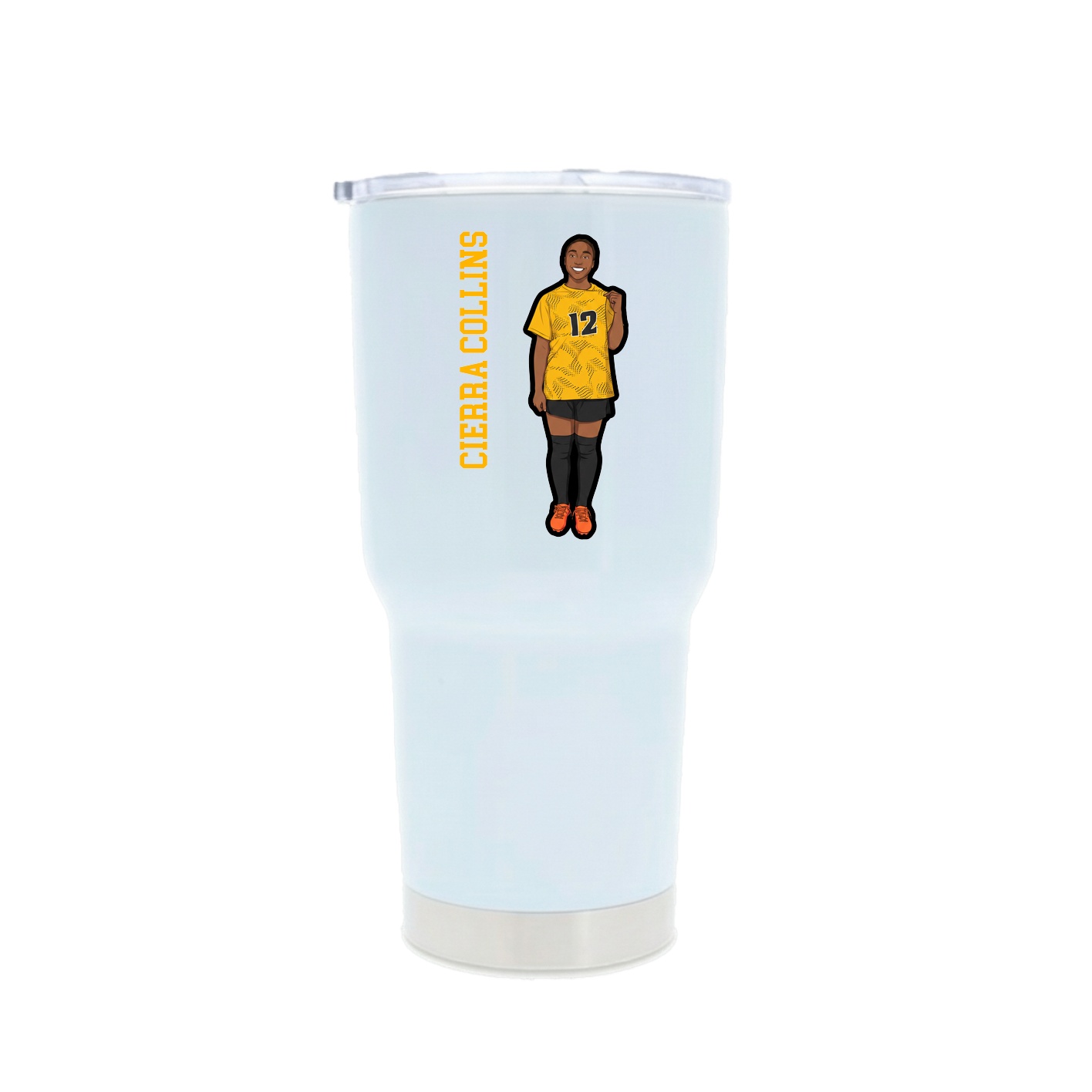 30oz Stainless Steel Tumbler — Name Vertical in White