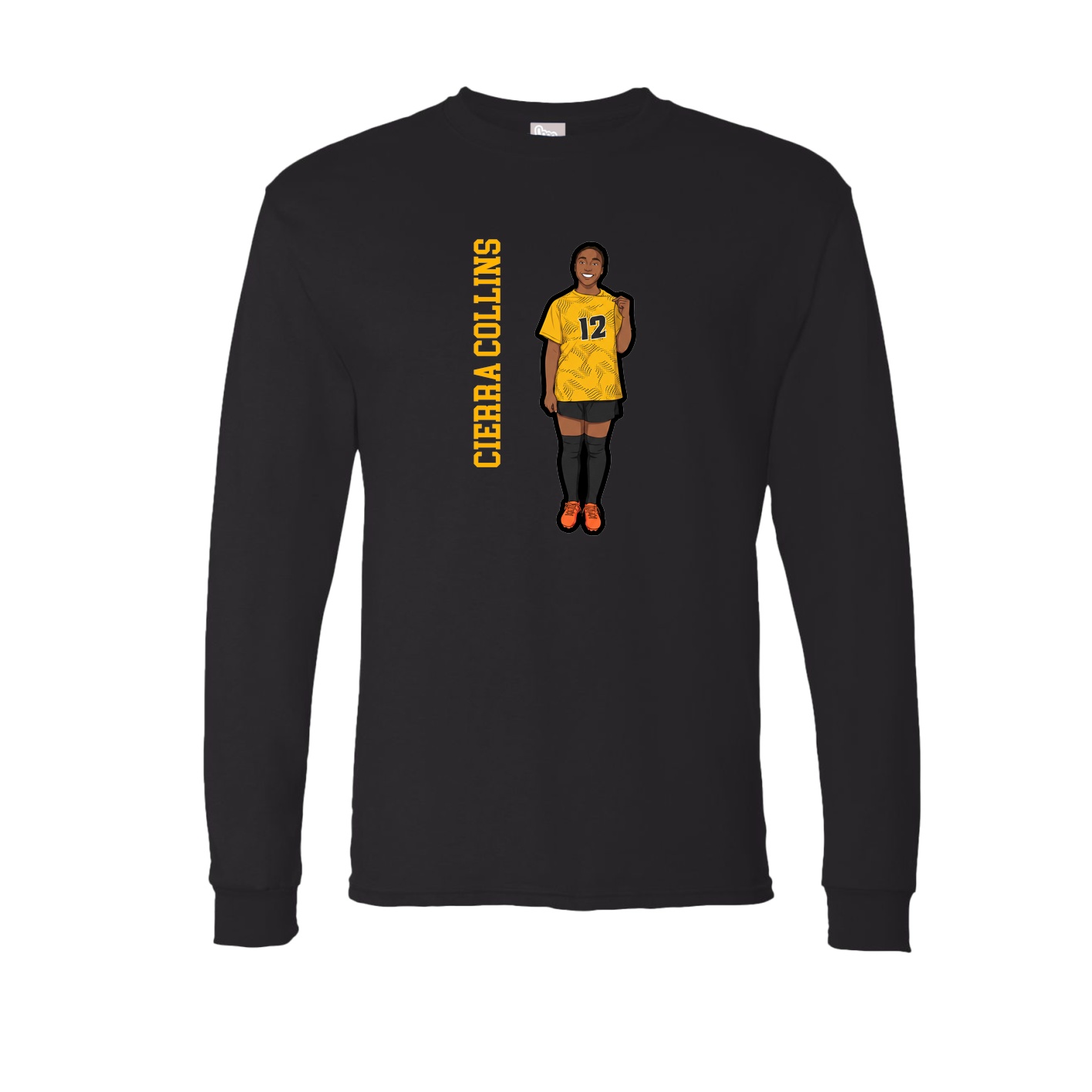 Long Sleeve Tee — Name Vertical in Black