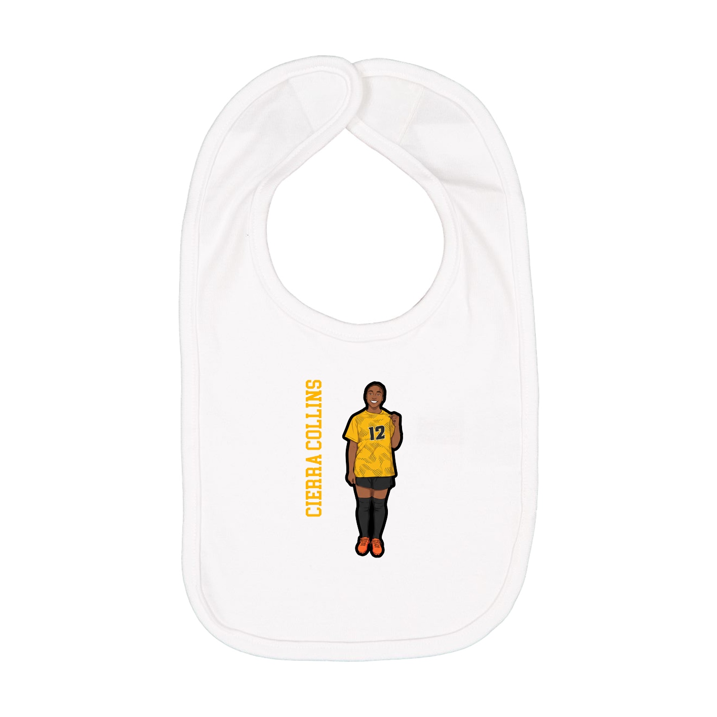 Infant Bib — Name Vertical in White