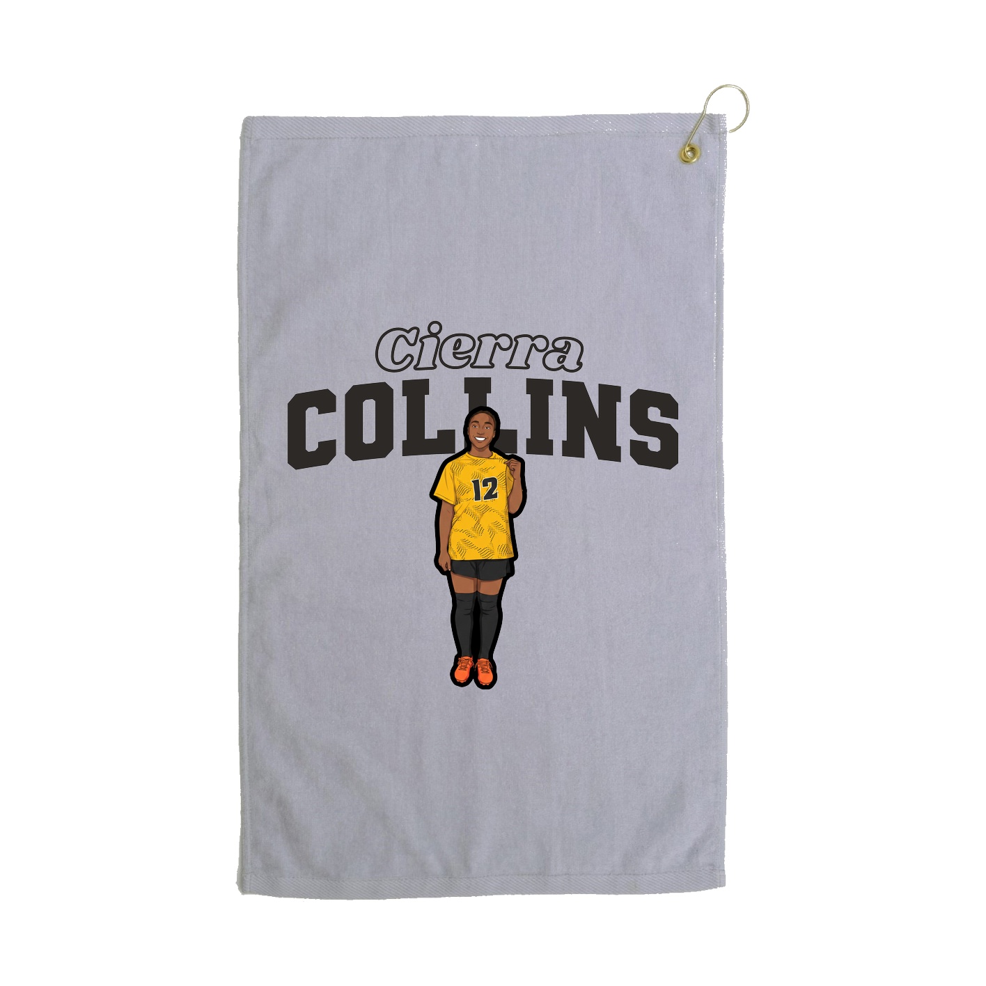 Golf Towel — Name Arch in Grey