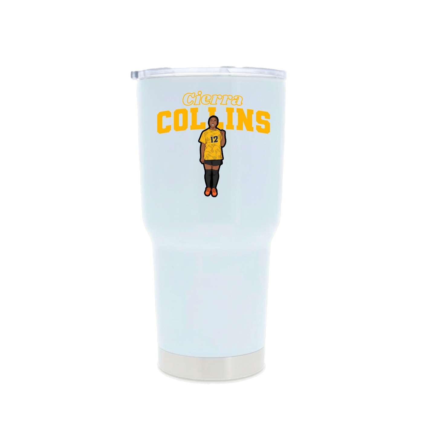 30oz Stainless Steel Tumbler — Name Arch in White