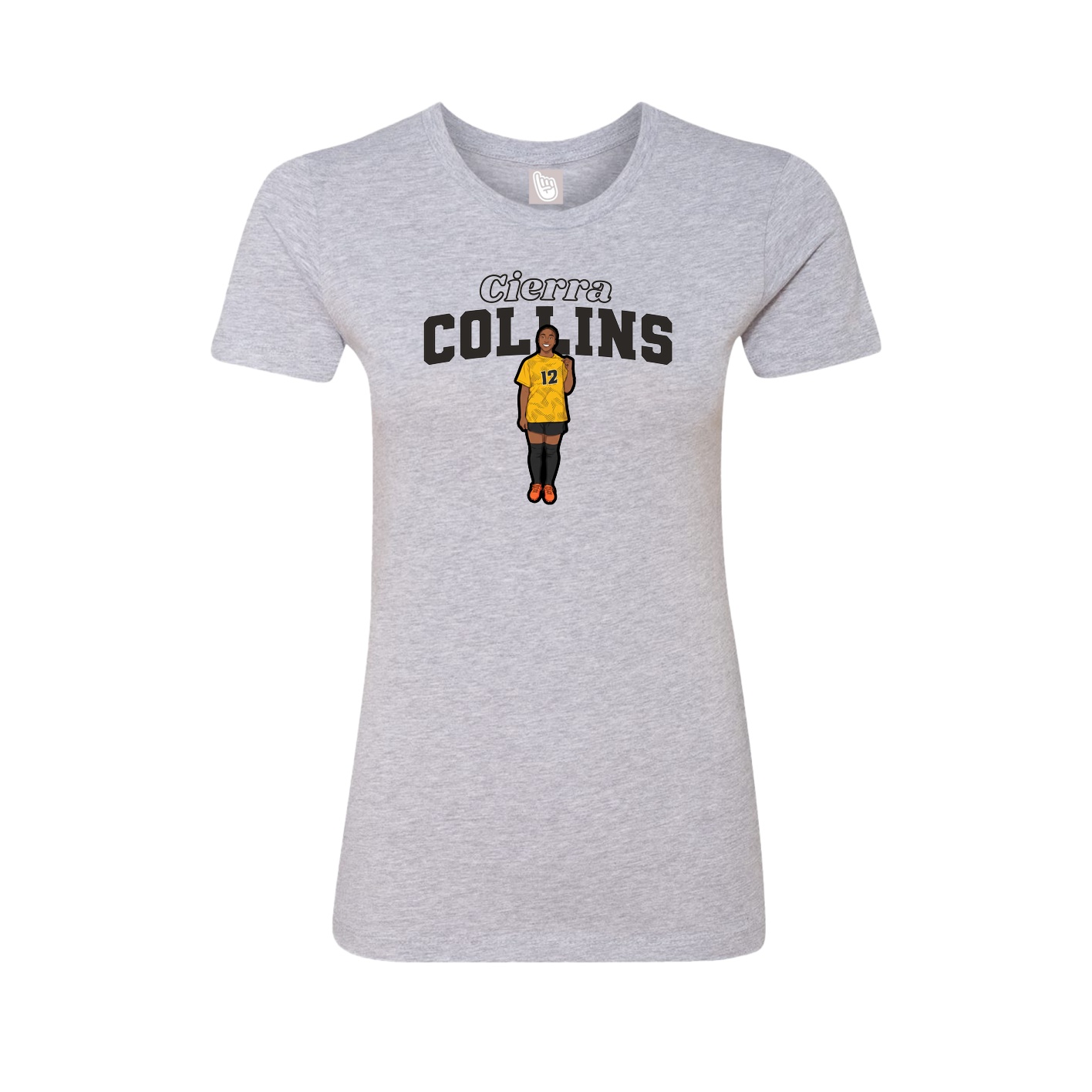 Fitted Women's Tee — Name Arch in Grey