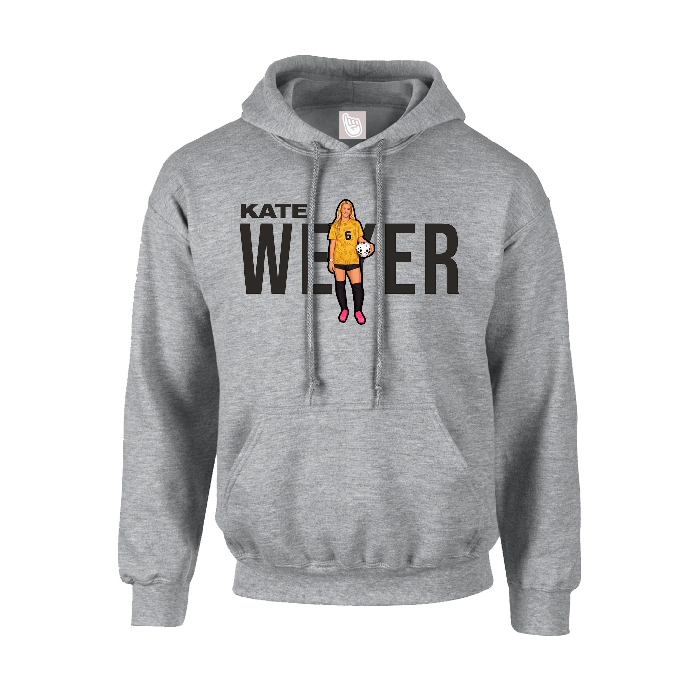 Hoodie — Player Name in Grey