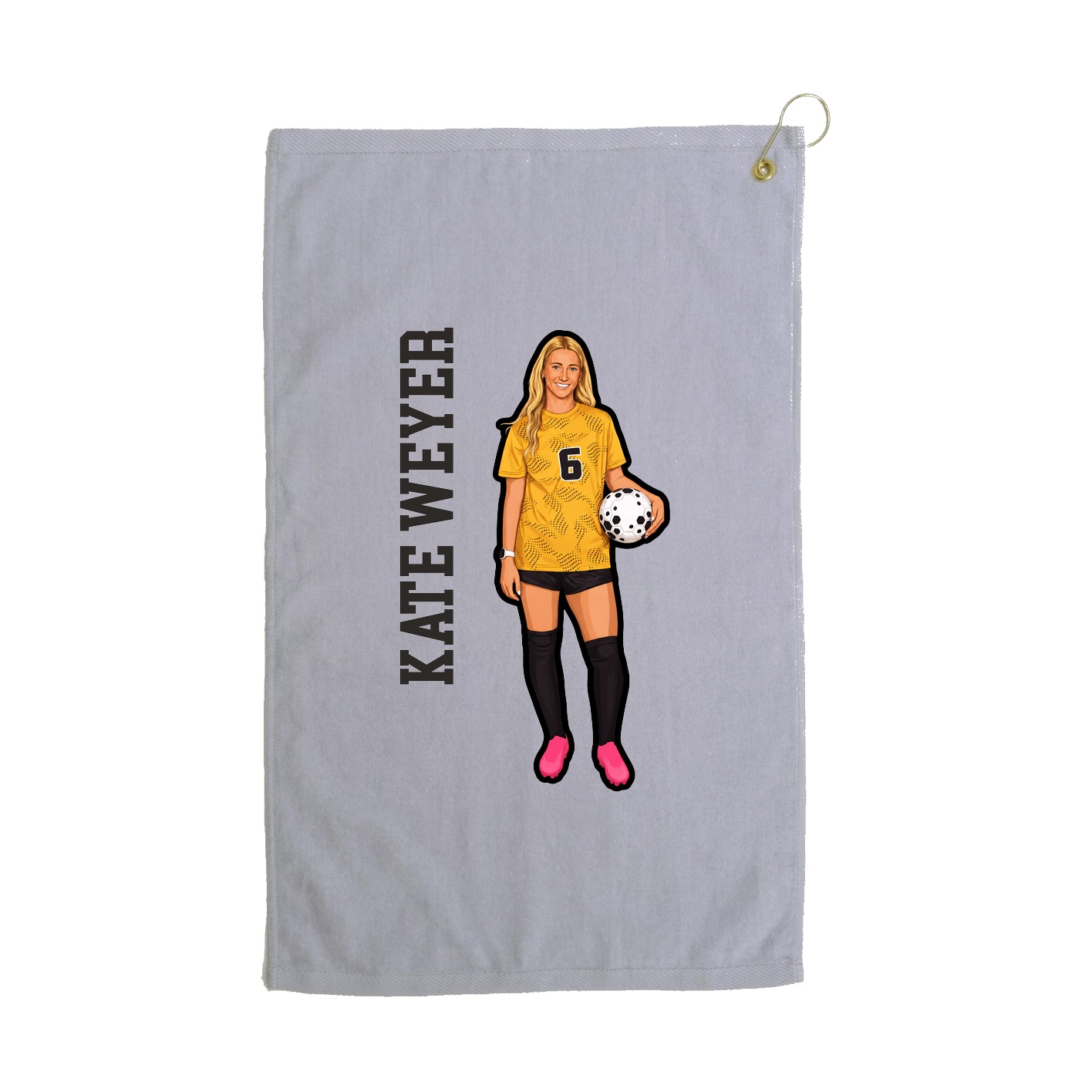 Golf Towel — Name Vertical in Grey