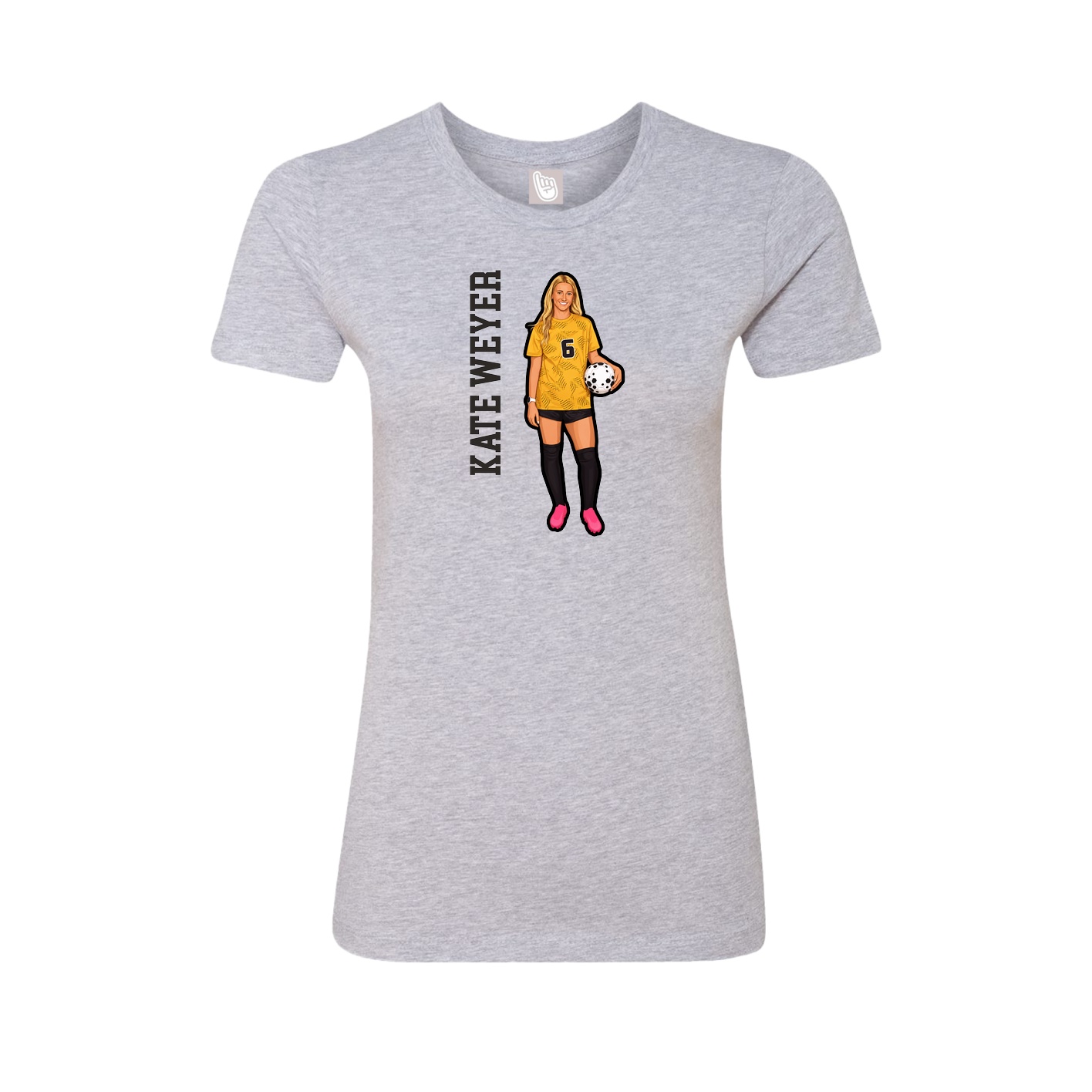 Fitted Women's Tee — Name Vertical in Grey