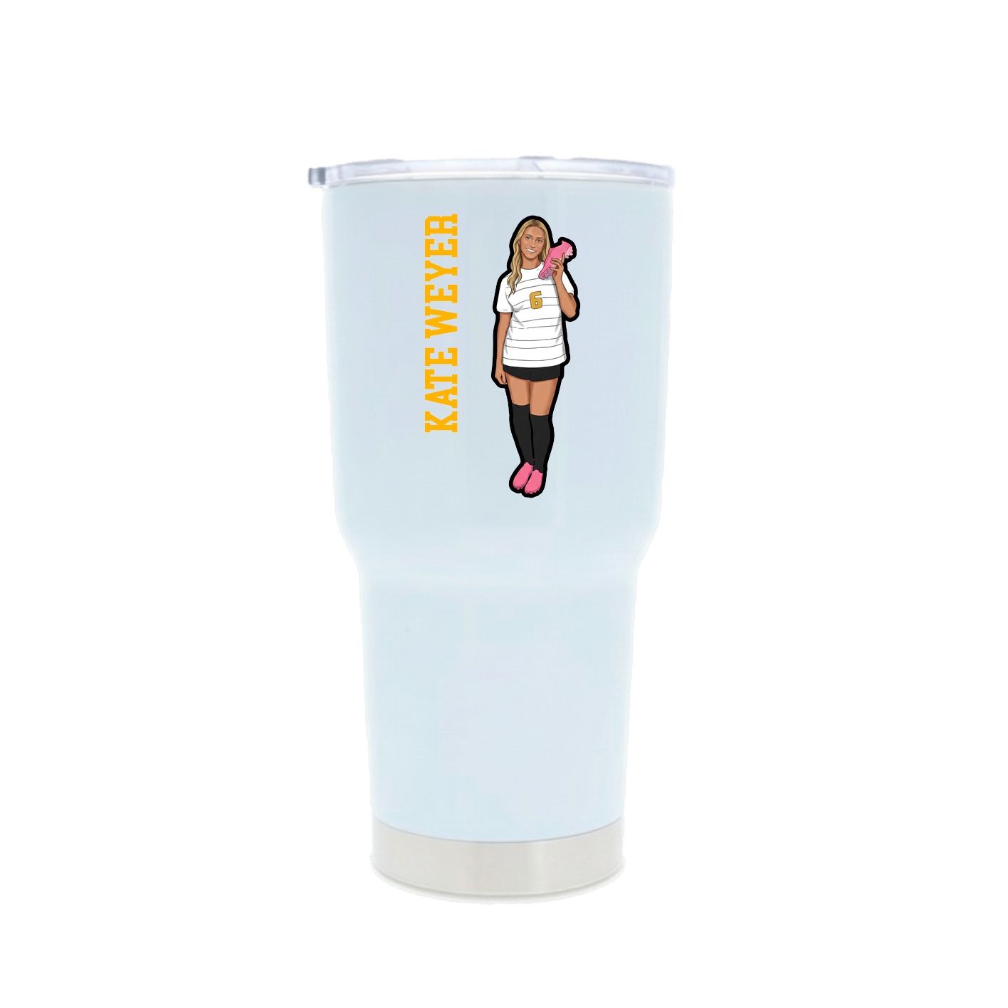 30oz Stainless Steel Tumbler — Name Vertical in White